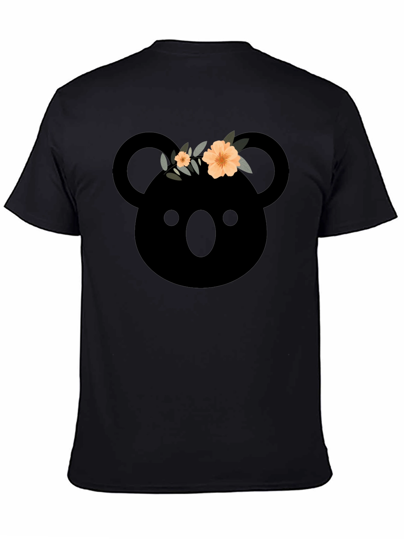 Black Koala with Flower Crown Graphic T-Shirt view 4