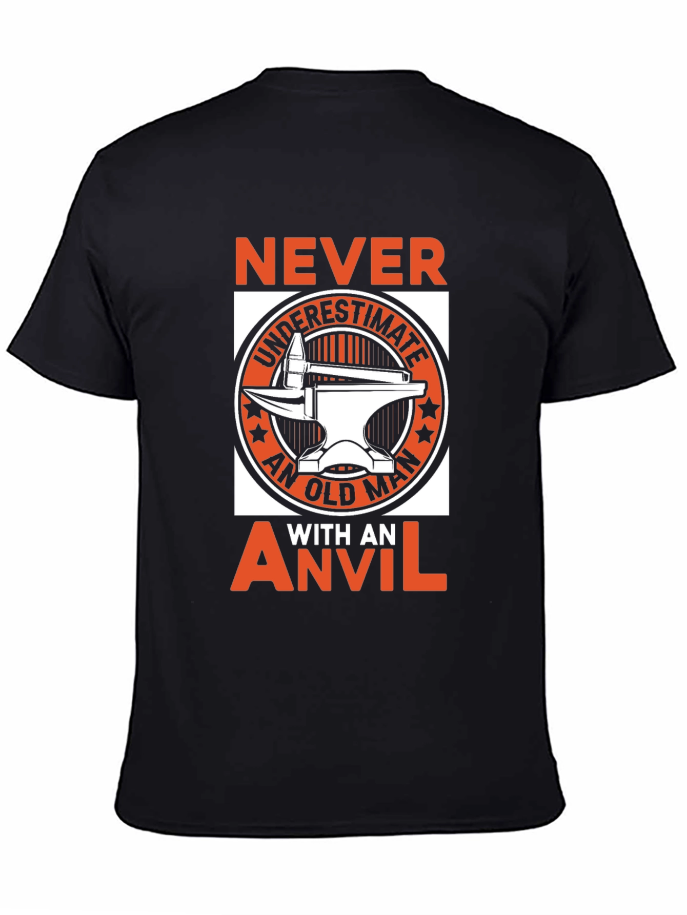 Black Never Underestimate An Old Man With An Anvil T-Shirt view 4