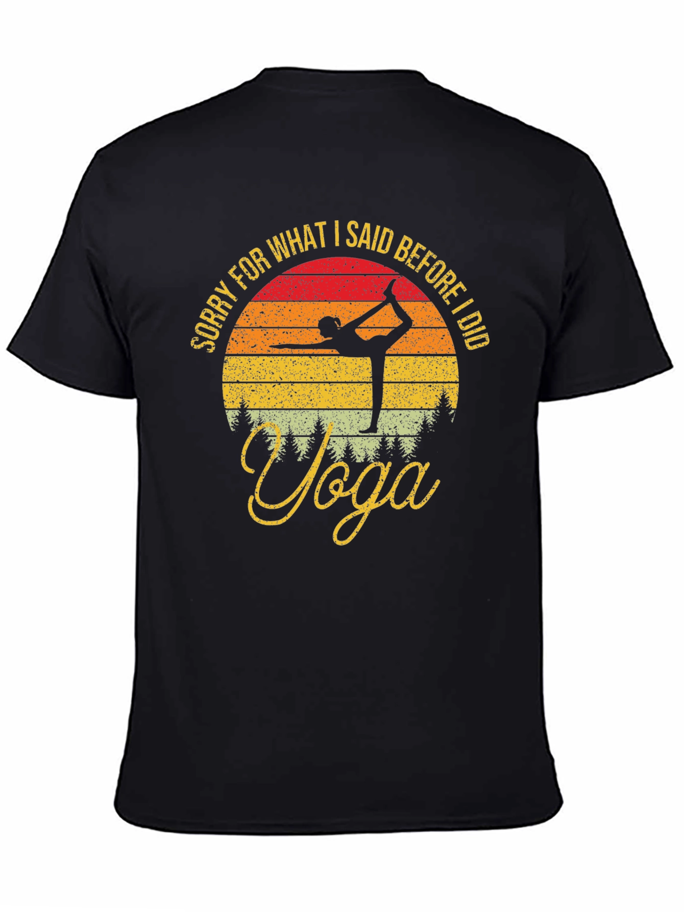 Black Yoga Retro Sunset Graphic Tee view 4