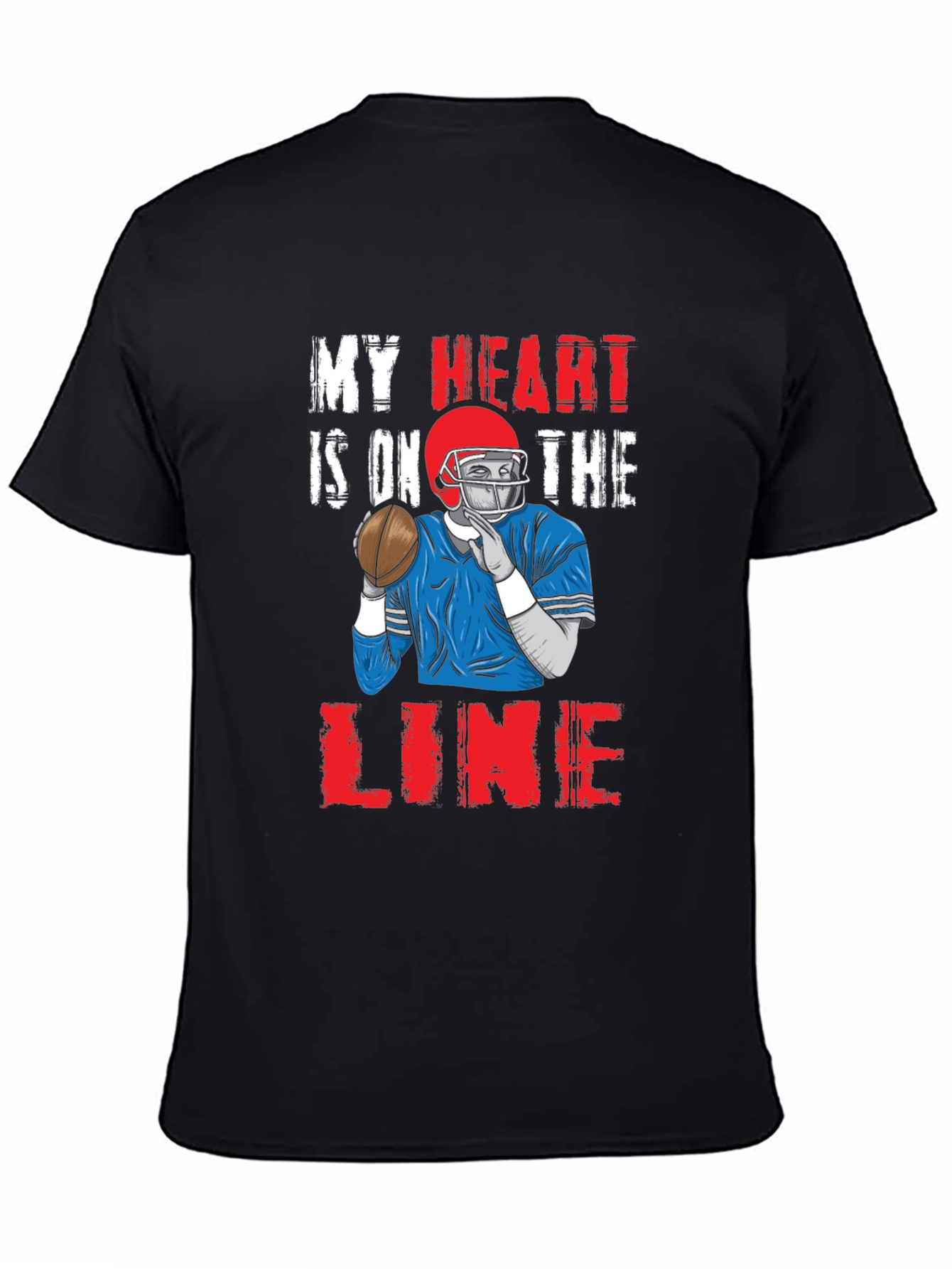 Black My Heart is On The Line Football Graphic Tee view 4