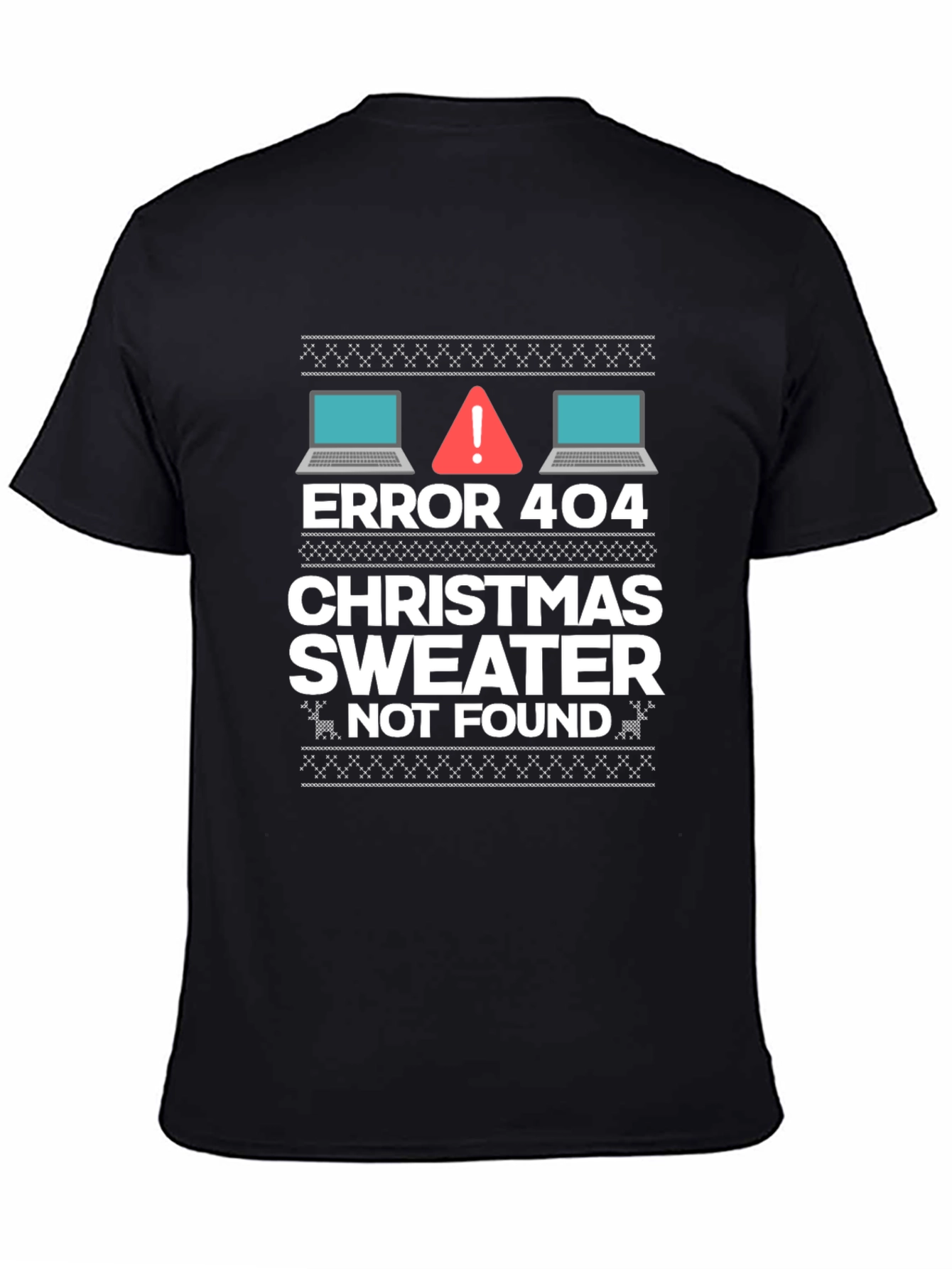 Black Error 404 Christmas Sweater Not Found T-Shirt view 4