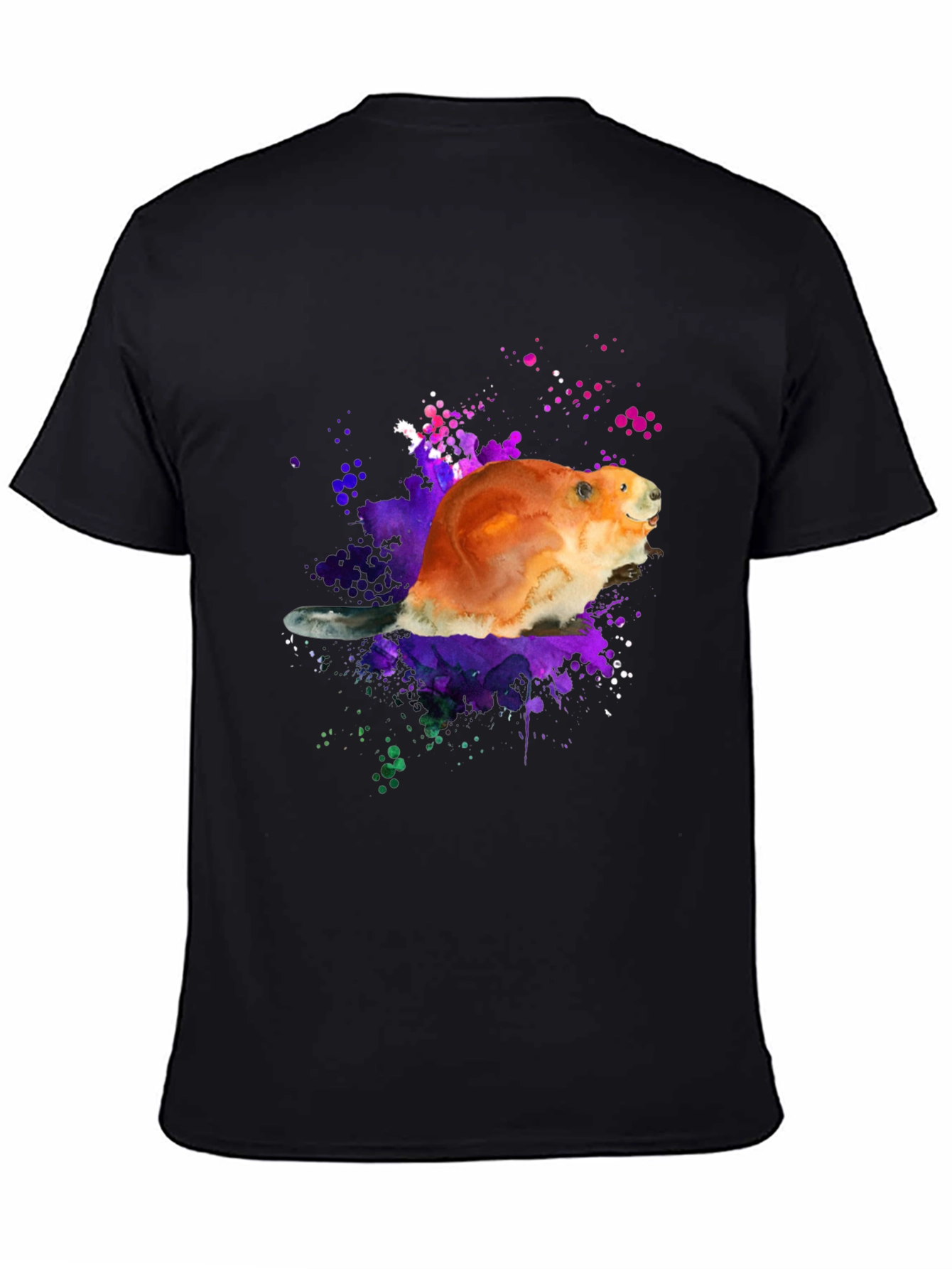 Black Beaver Watercolor Graphic T-Shirt view 4