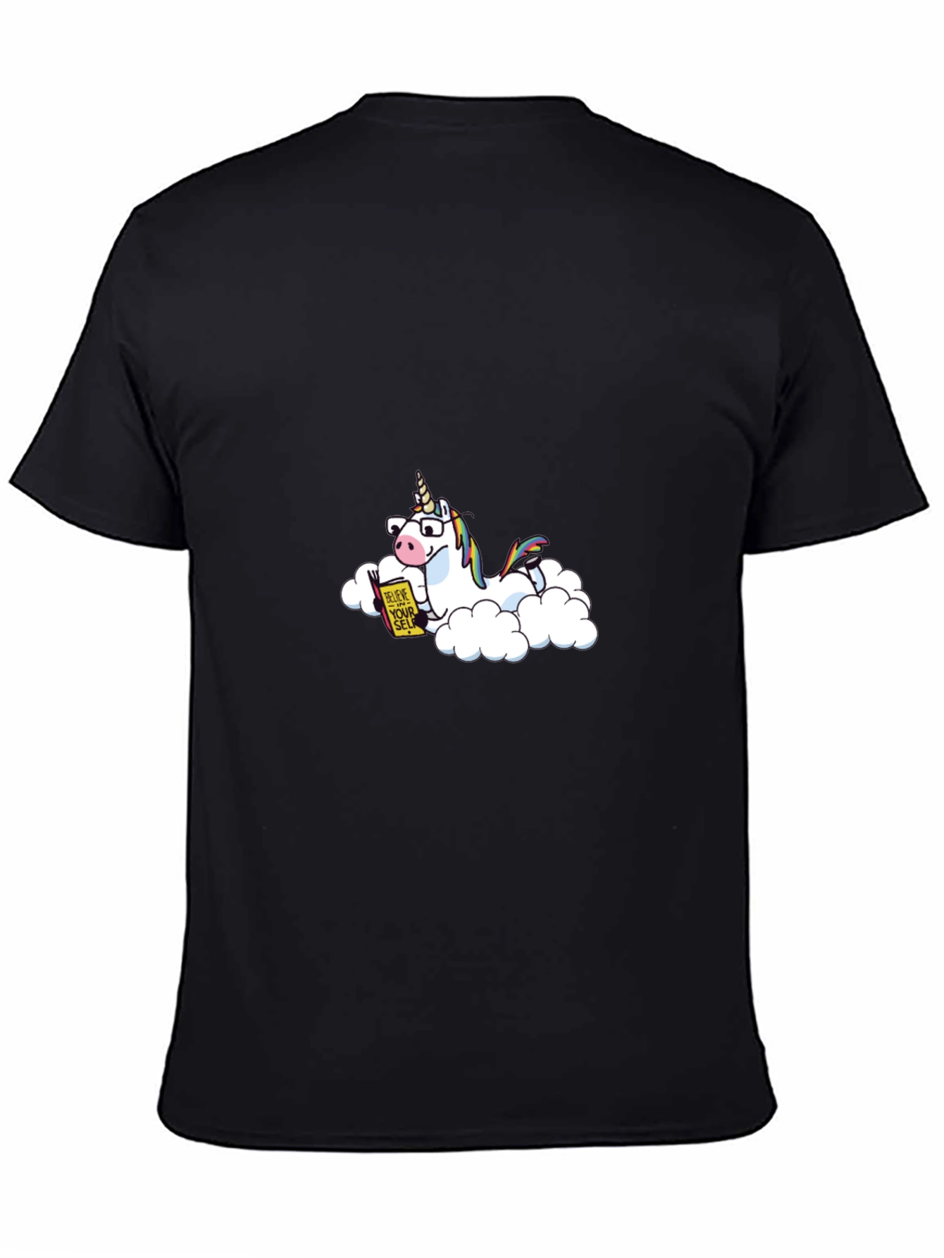 Black Believe in Yourself Unicorn T-Shirt view 4