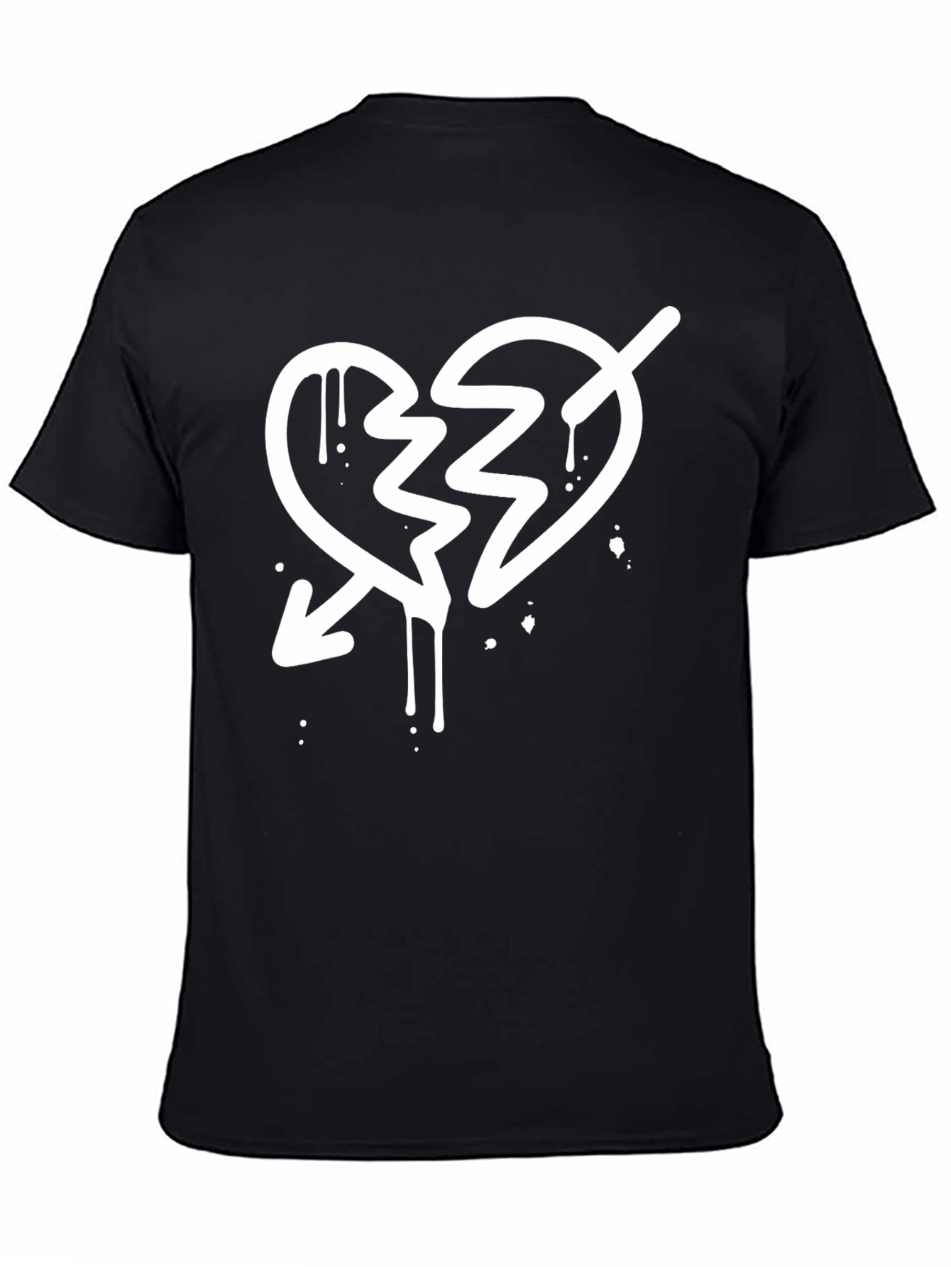 Black Broken Heart Arrow Graphic T-Shirt - Black view 4