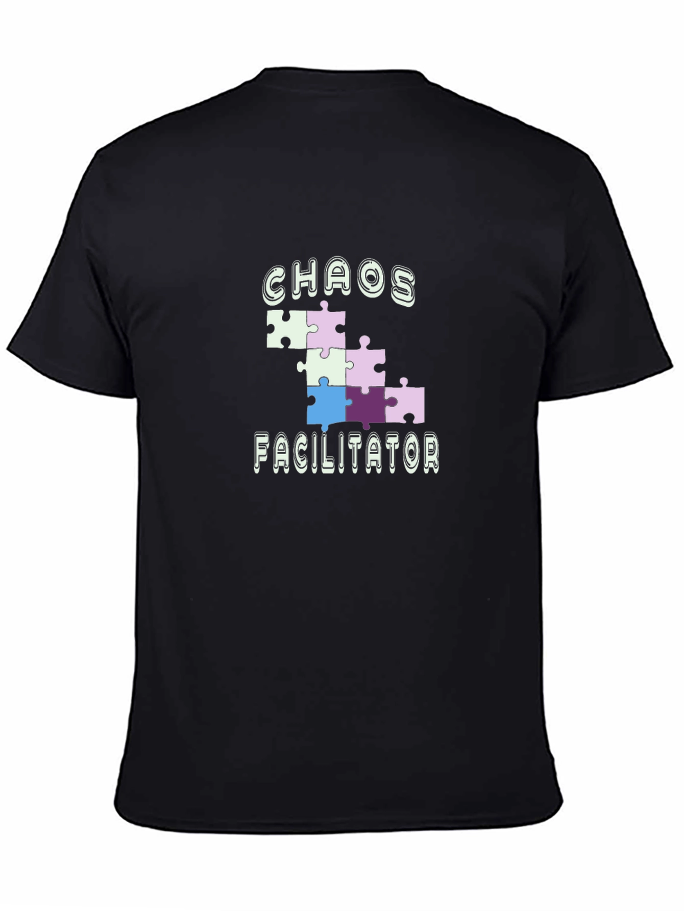 Black Chaos Facilitator Puzzle Piece Tee view 4