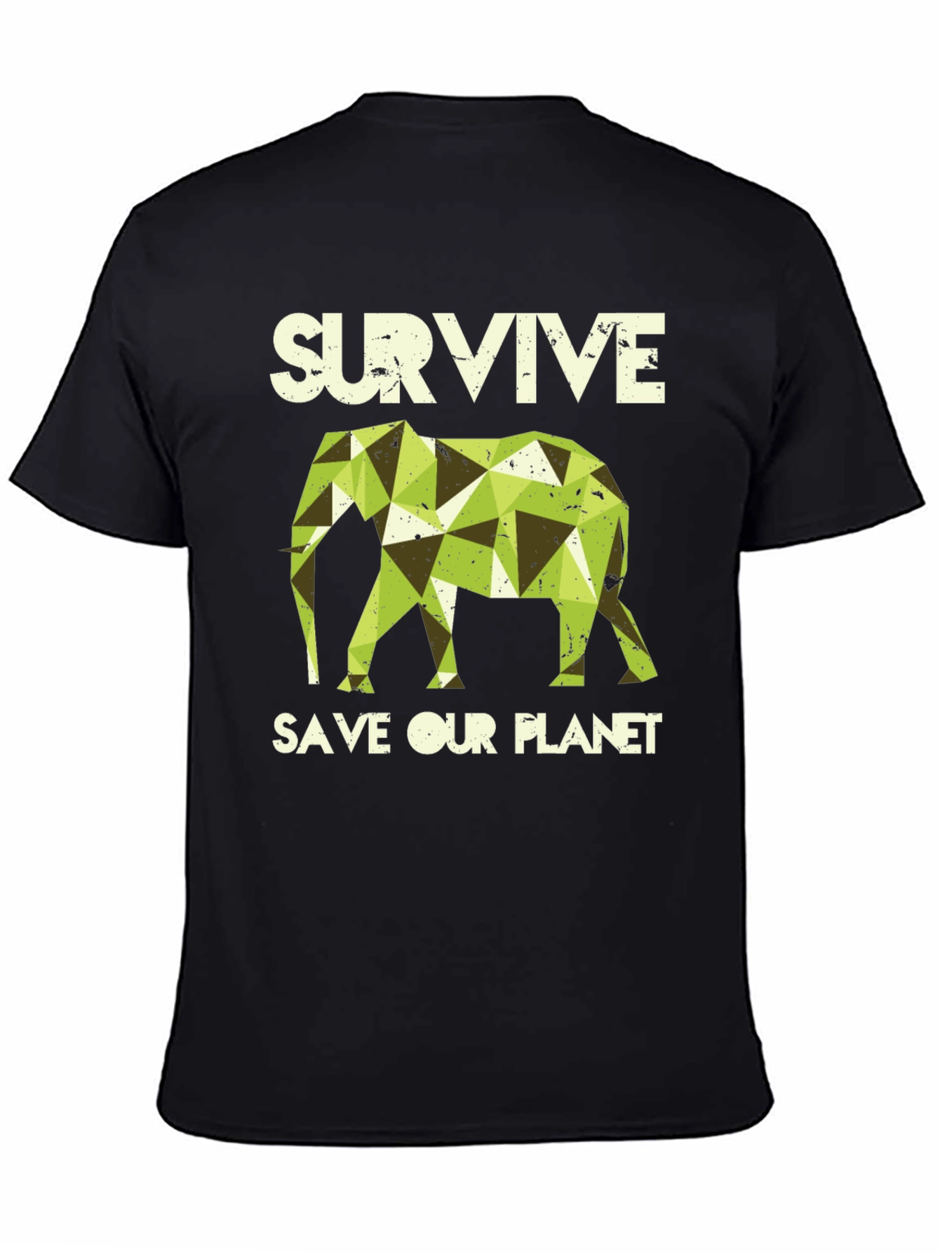 Black Survive Save Our Planet Elephant Graphic Tee view 4