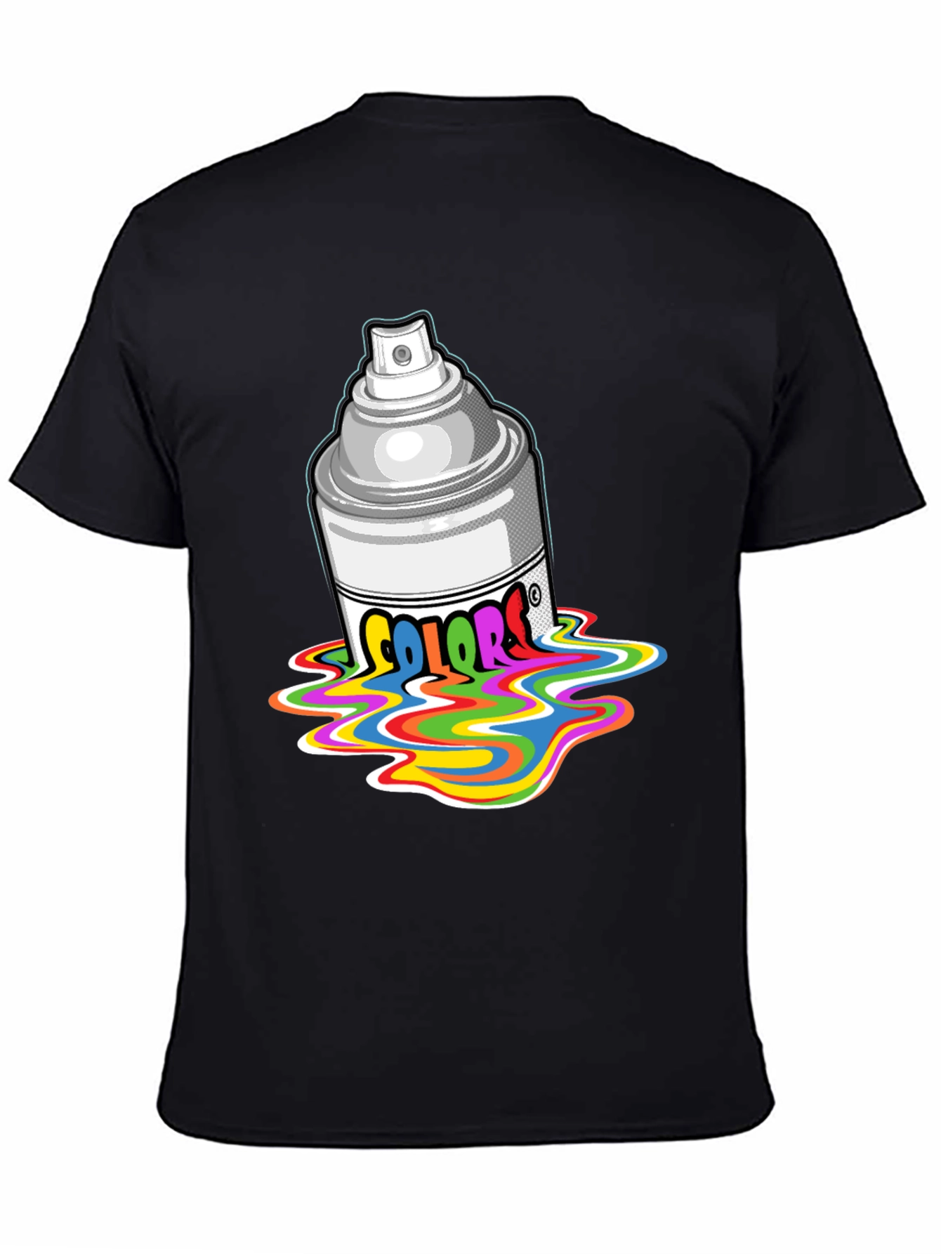 Black Colorful Spray Paint T-Shirt view 4