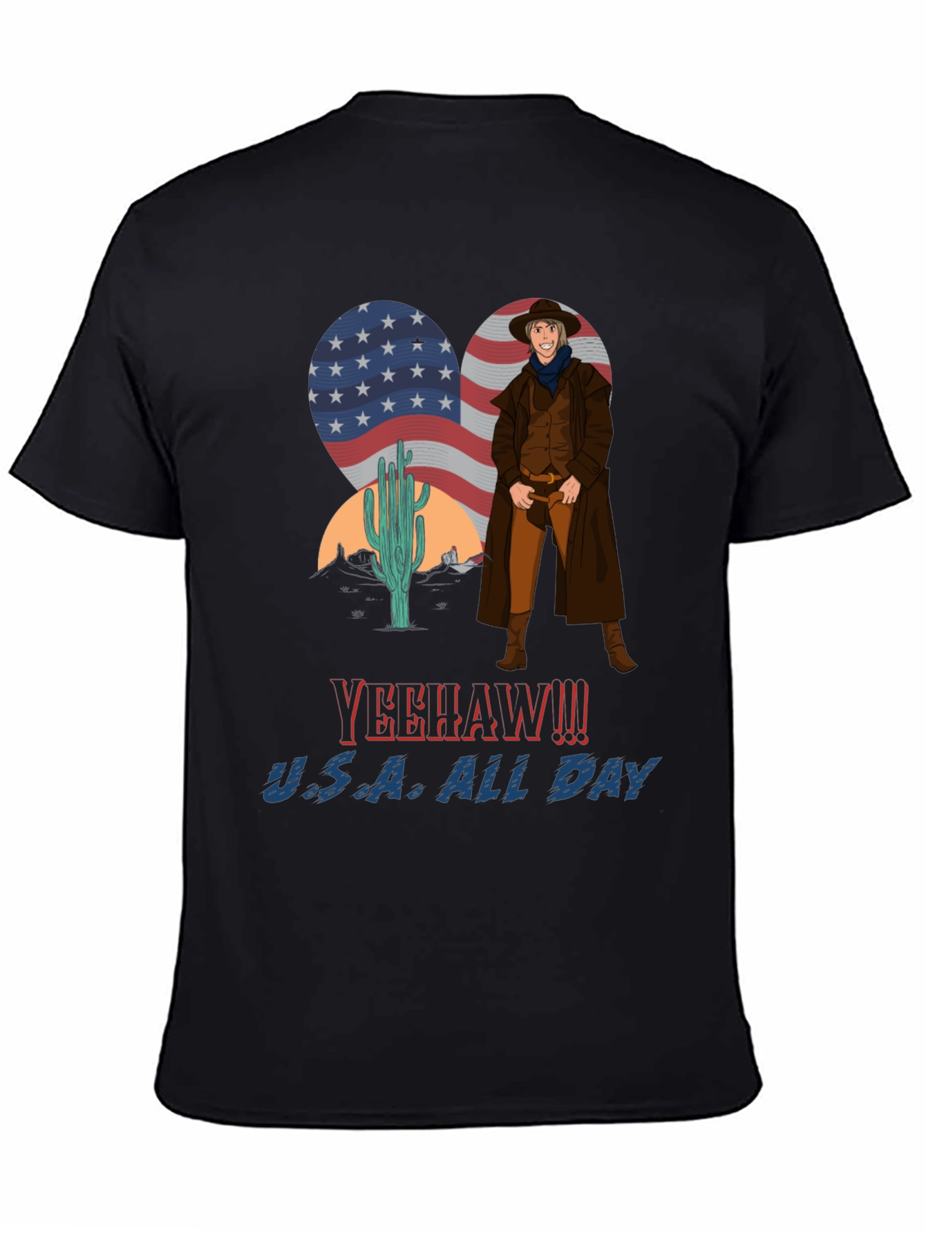 Black Yeehaw U.S.A. All Day Cowboy T-Shirt view 4