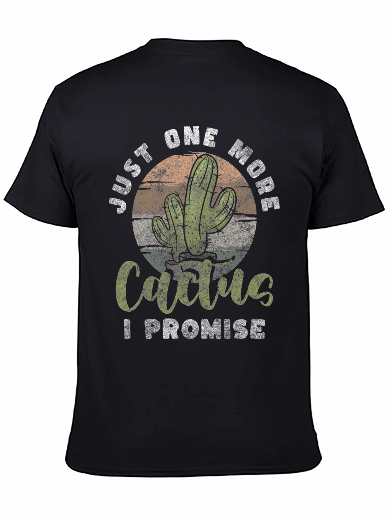 Black Just One More Cactus T-Shirt - Novelty Graphic Tee view 4
