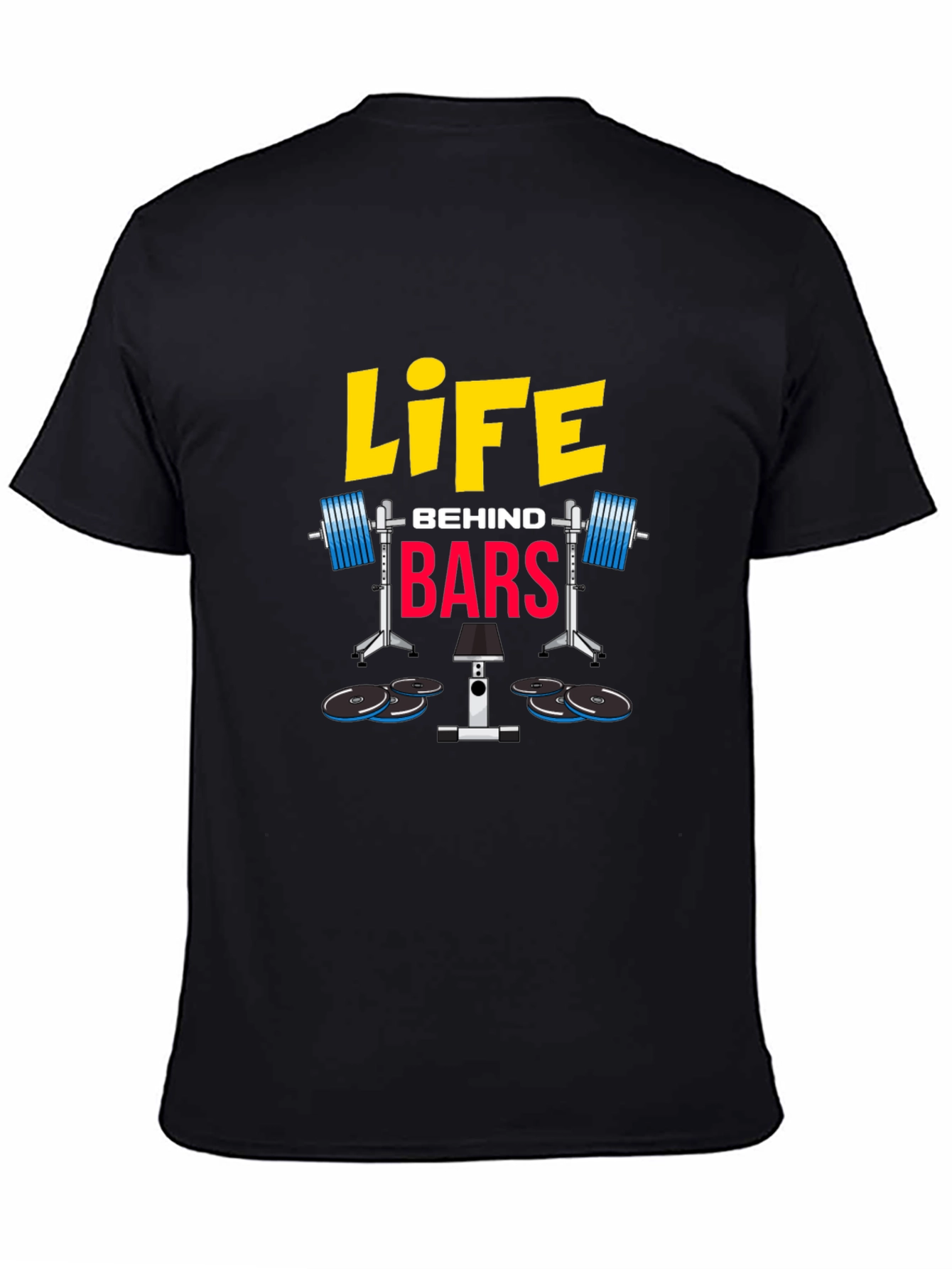 Black Life Behind Bars Graphic T-Shirt - Weightlifting Gym Tee view 4