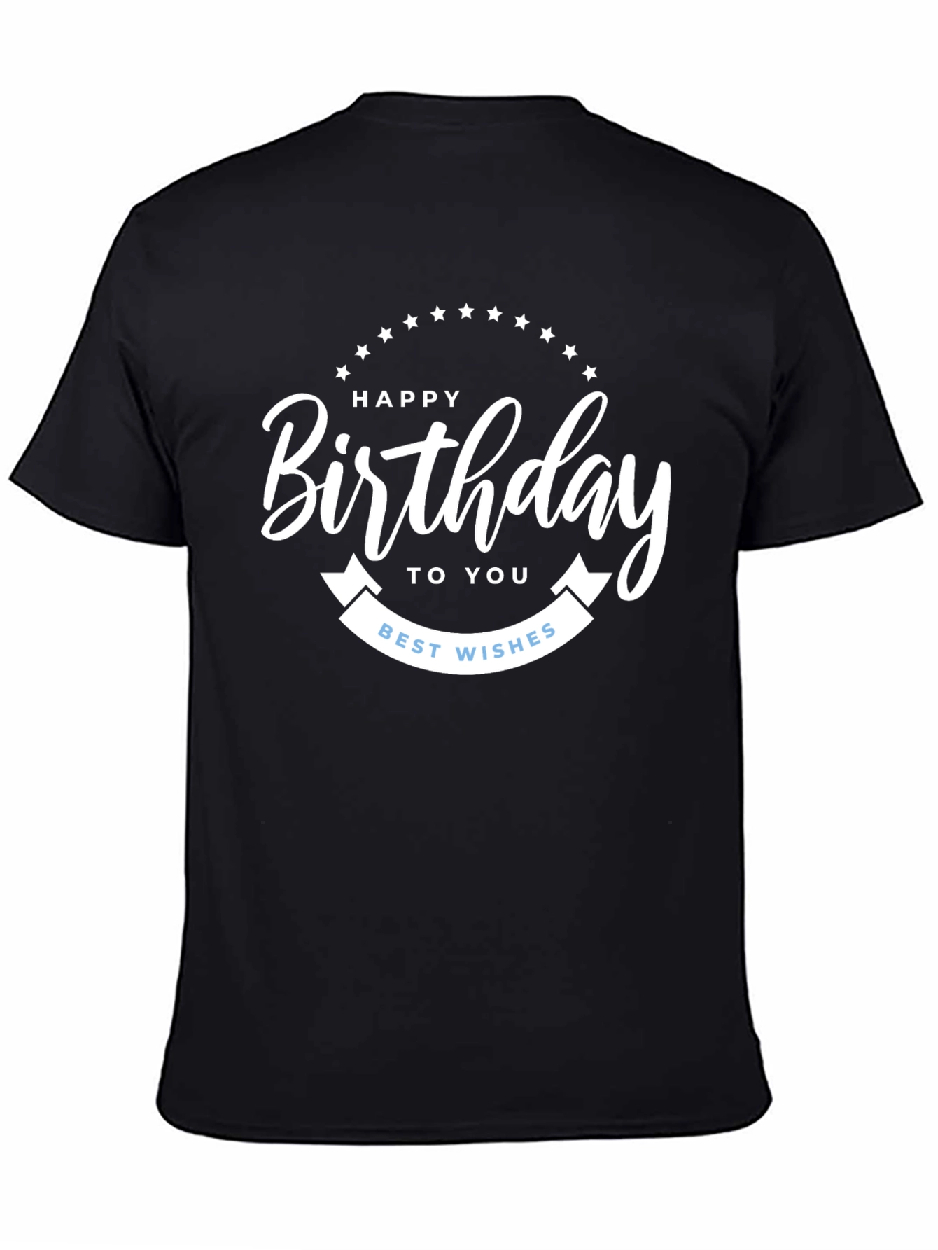 Black Happy Birthday T-Shirt | Black Crew Neck Tee view 4