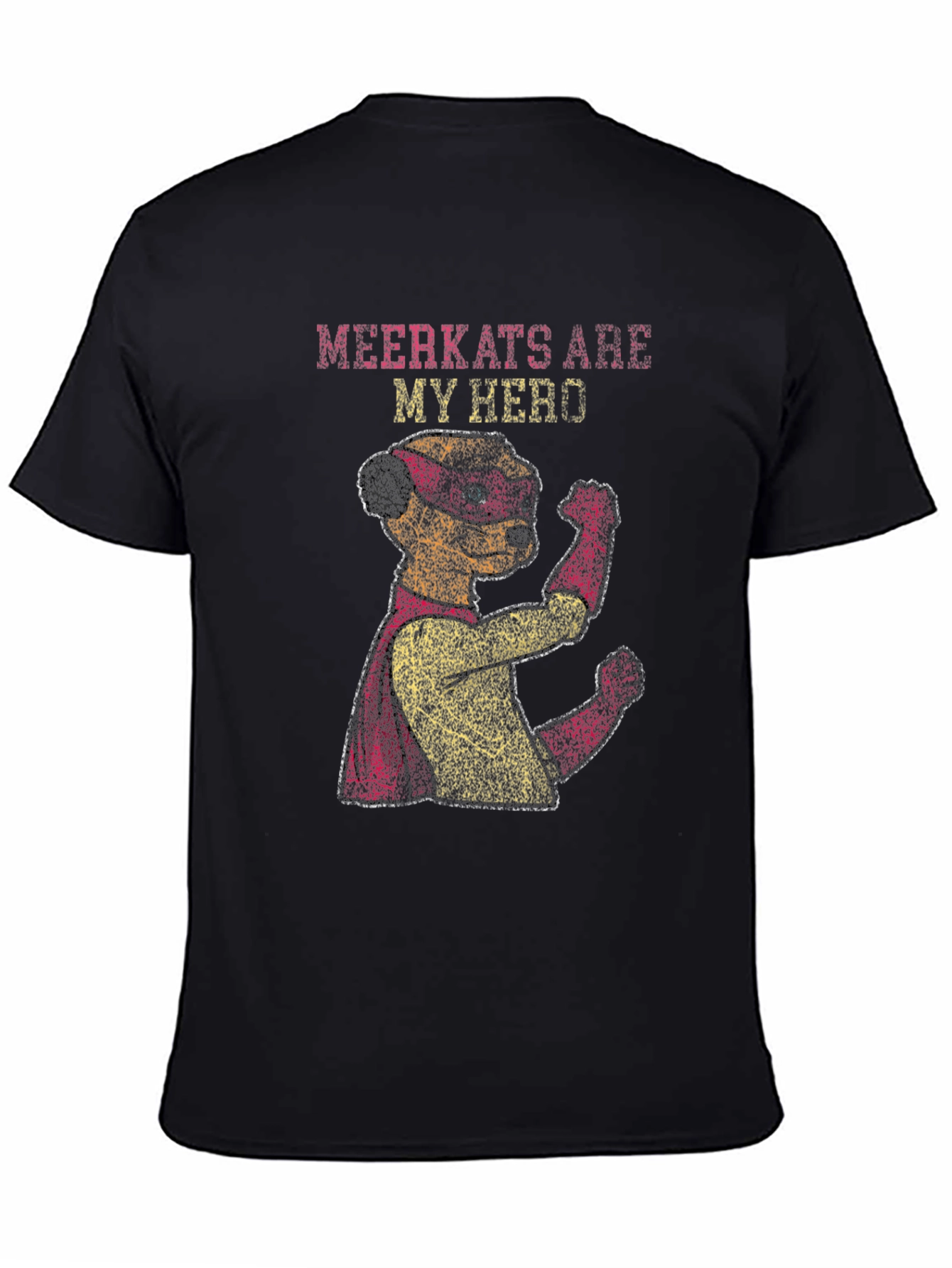 Black Meerkat Hero Graphic T-Shirt - Funny Animal Tee view 4