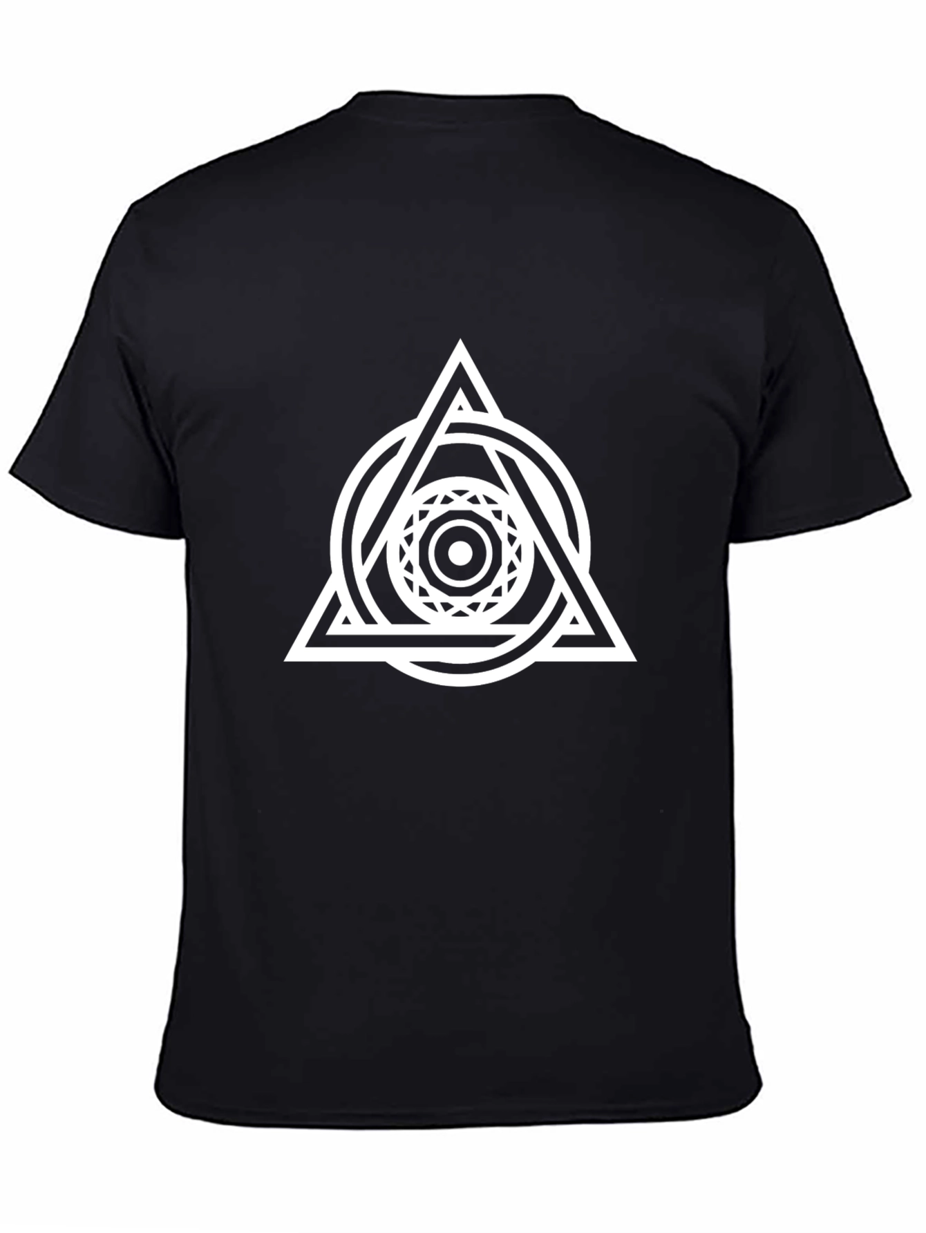 Black Geometric Circle & Triangle Graphic Tee - Black view 4