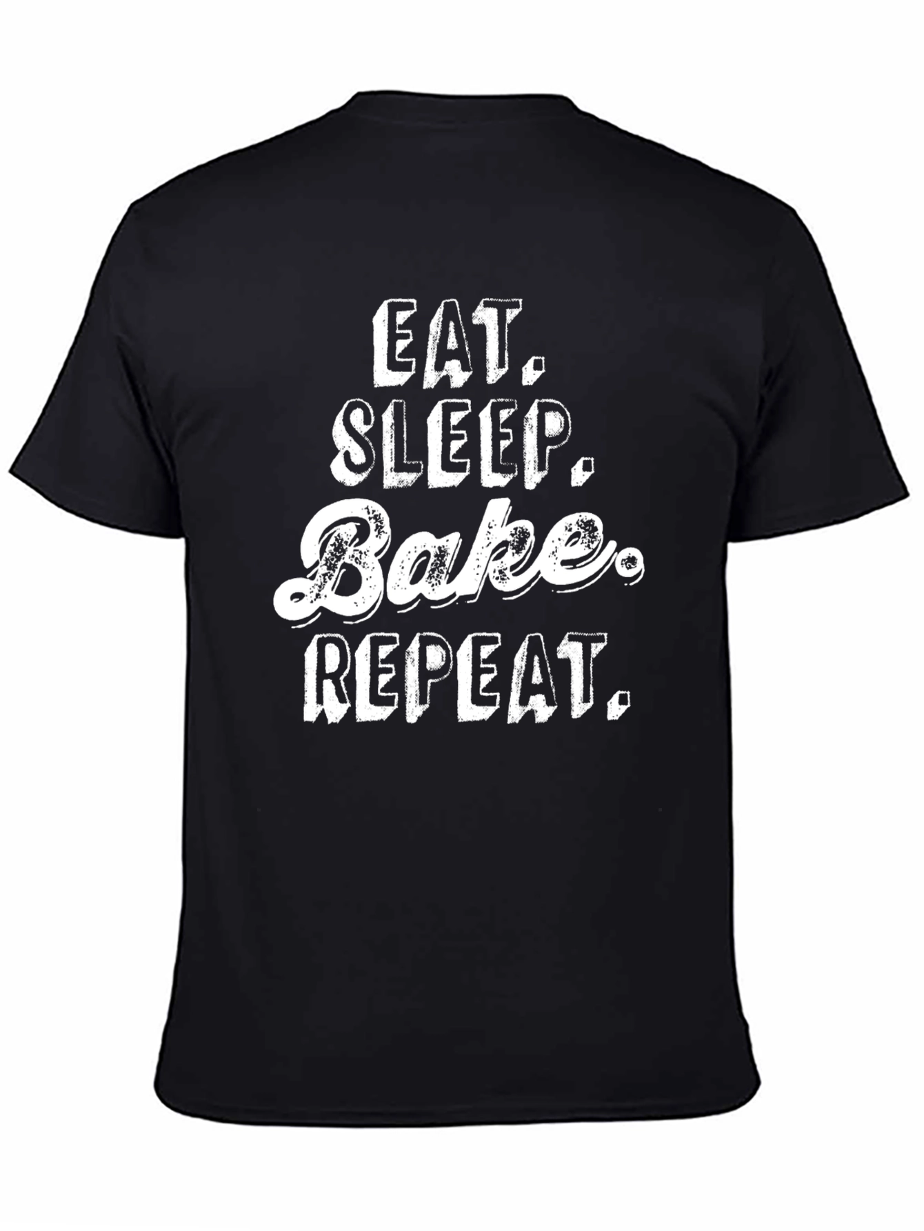 Black Eat Sleep Bake Repeat T-Shirt - Baking Lover's Tee view 4