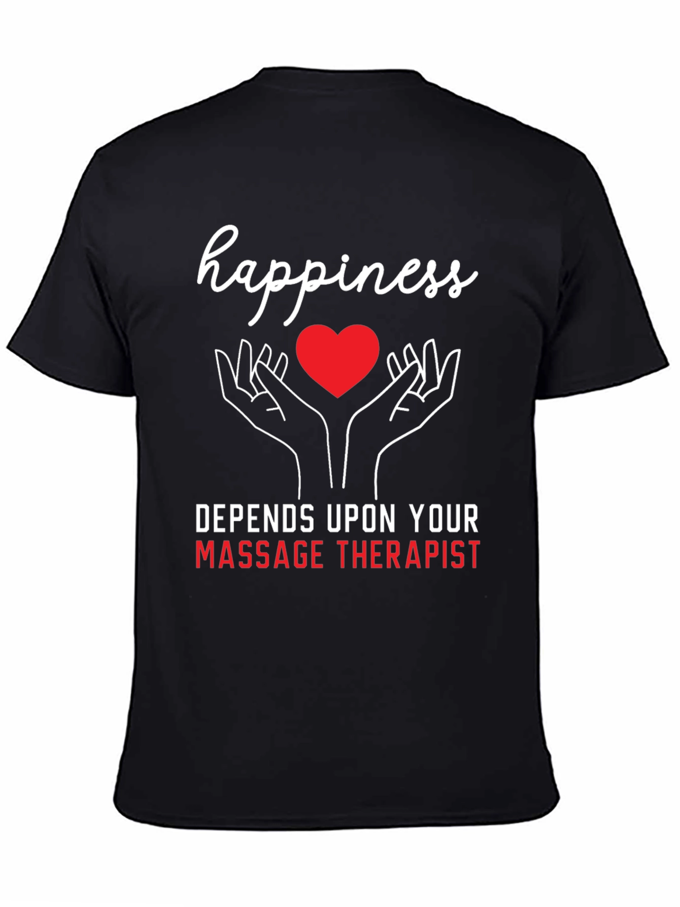 Black Happiness Massage Therapist T-Shirt view 4