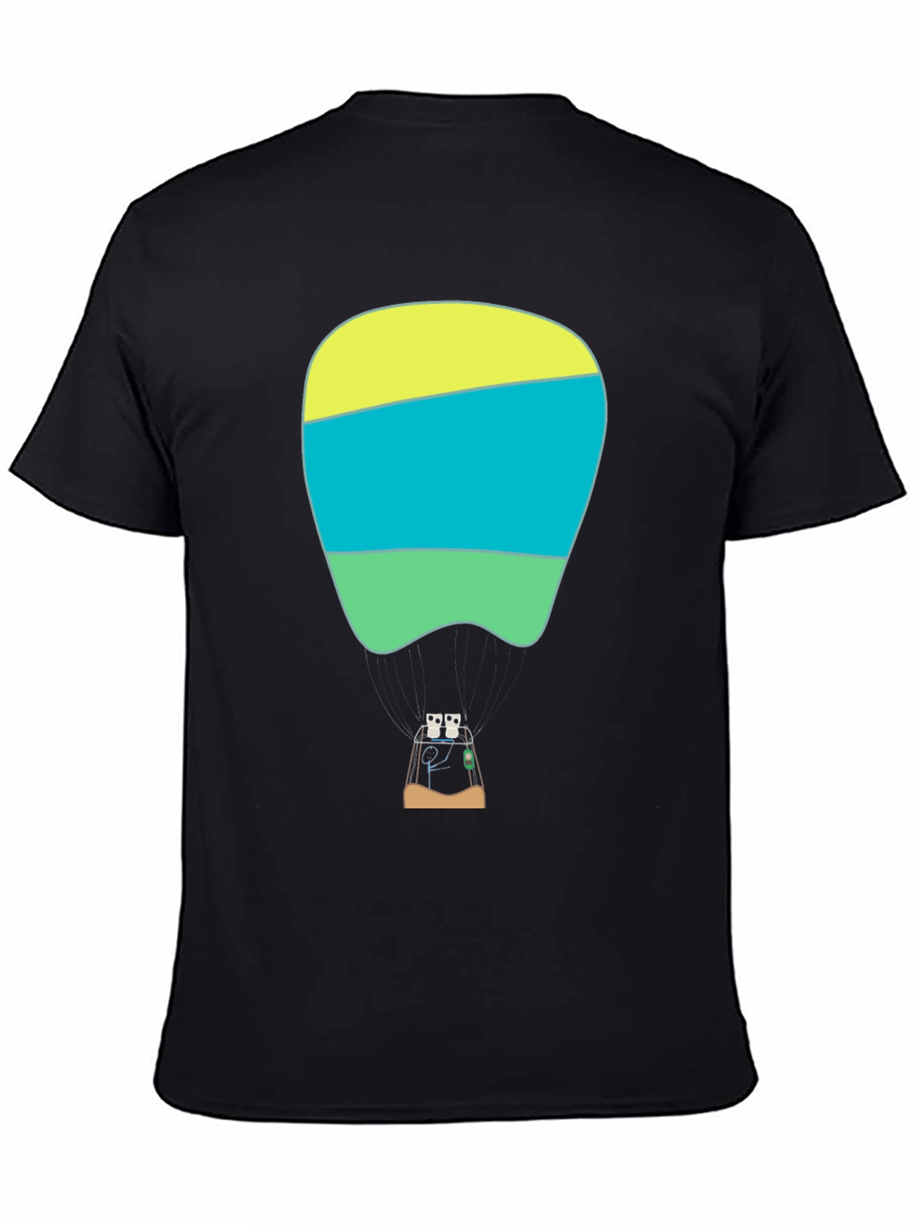 Black Funny Hot Air Balloon Graphic T-Shirt view 4