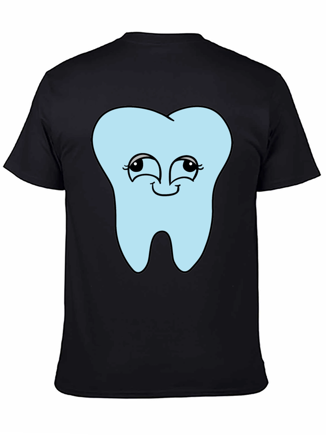 Funny Tooth Cartoon Graphic Print Black T-Shirt - 4