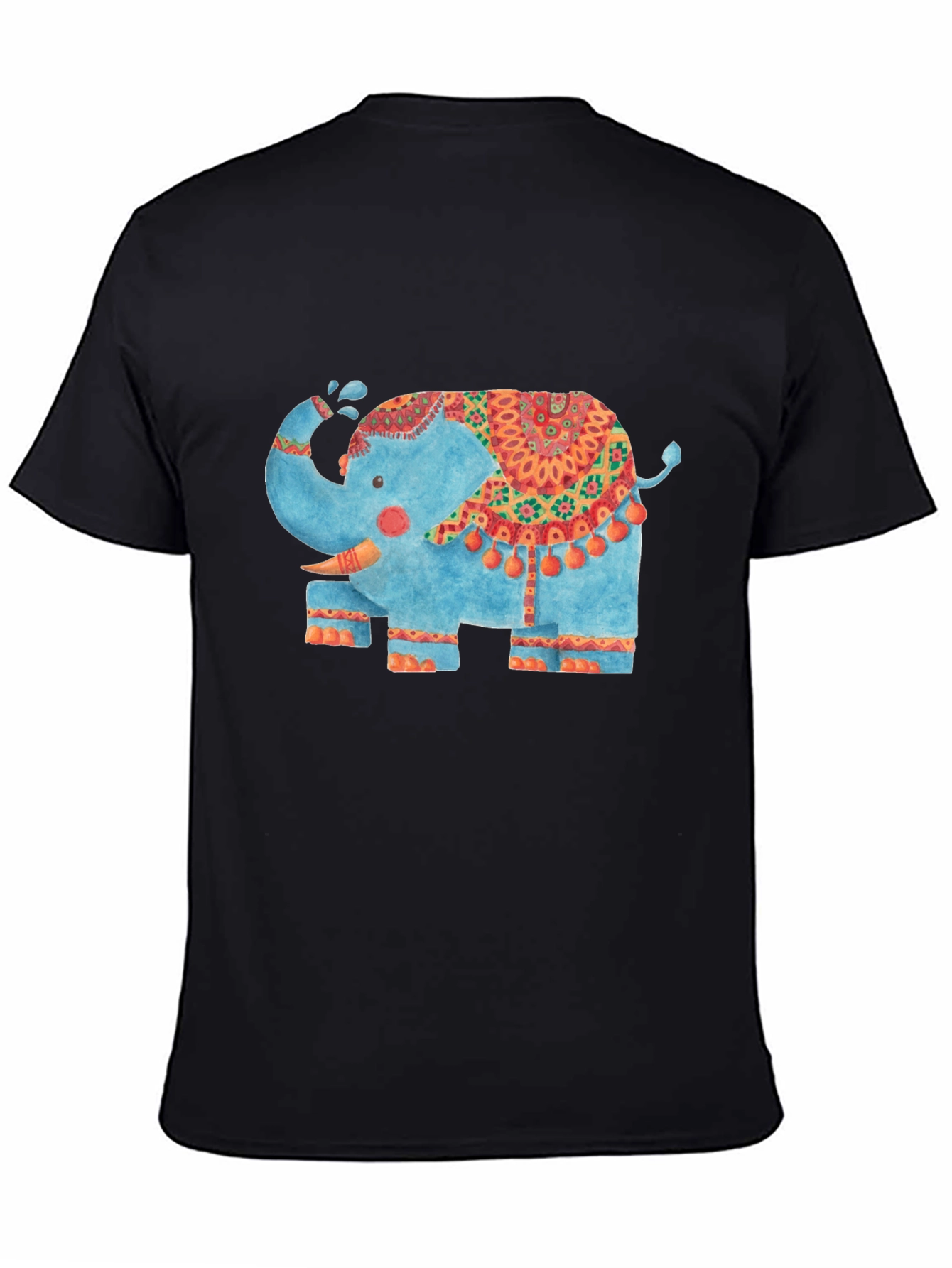 Black Elephant Graphic Tee - Black Cotton T-Shirt view 4