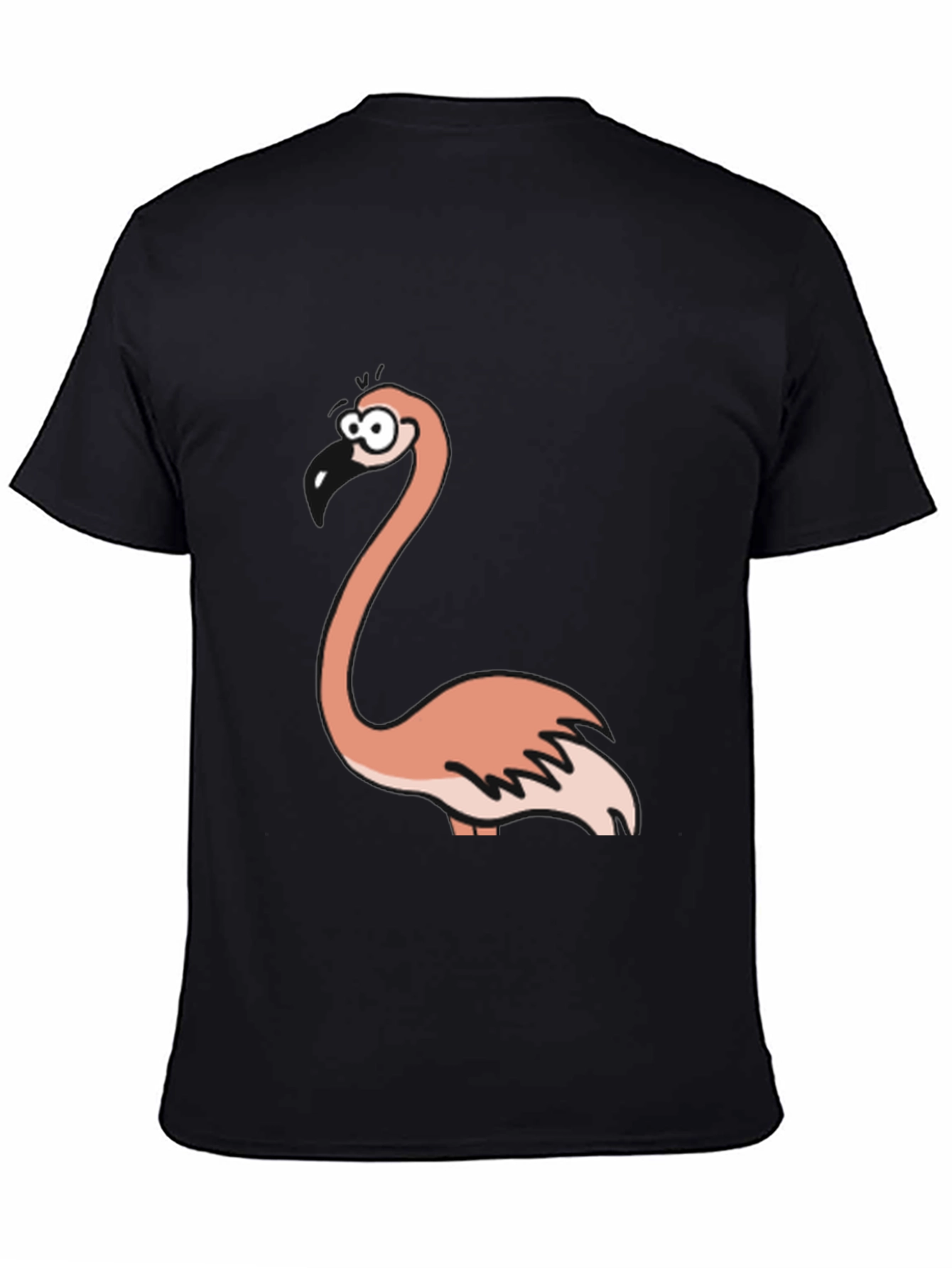 Black Funny Flamingo Graphic Black T-Shirt view 4