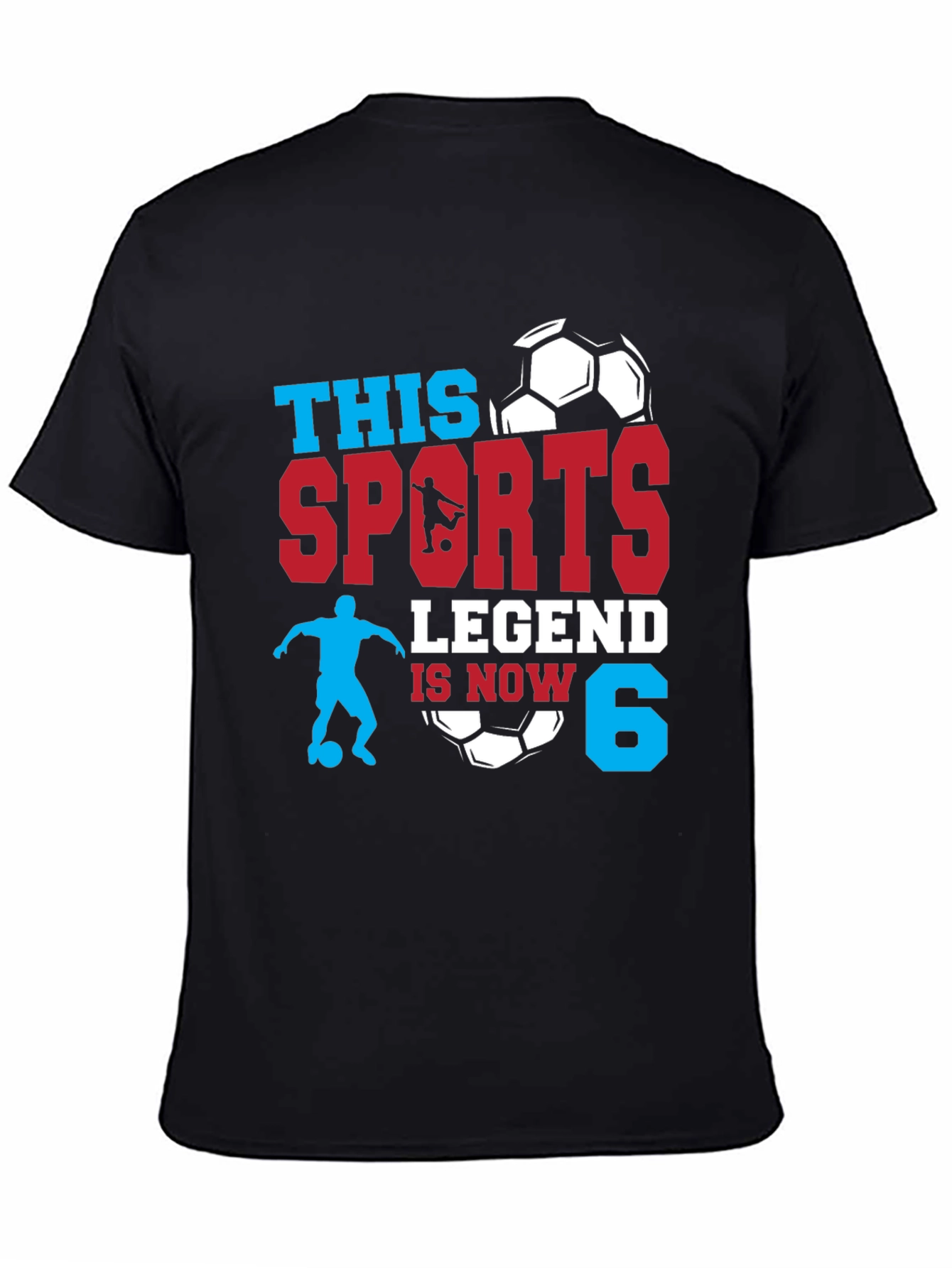 Black Sports Legend 6th Birthday Soccer T-Shirt view 4