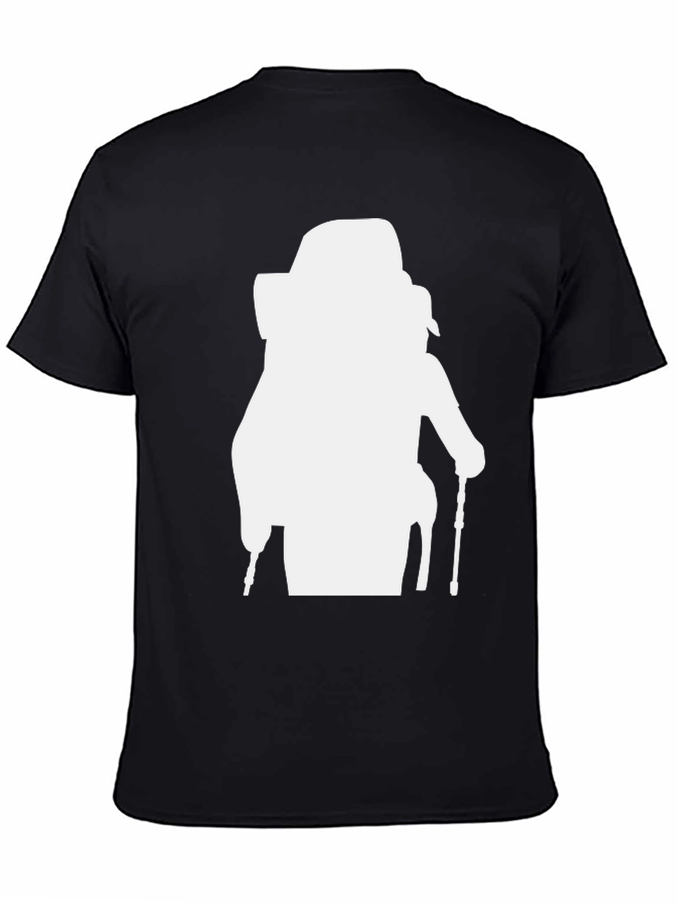Black Hiker Silhouette Graphic Tee - Black Cotton Blend view 4