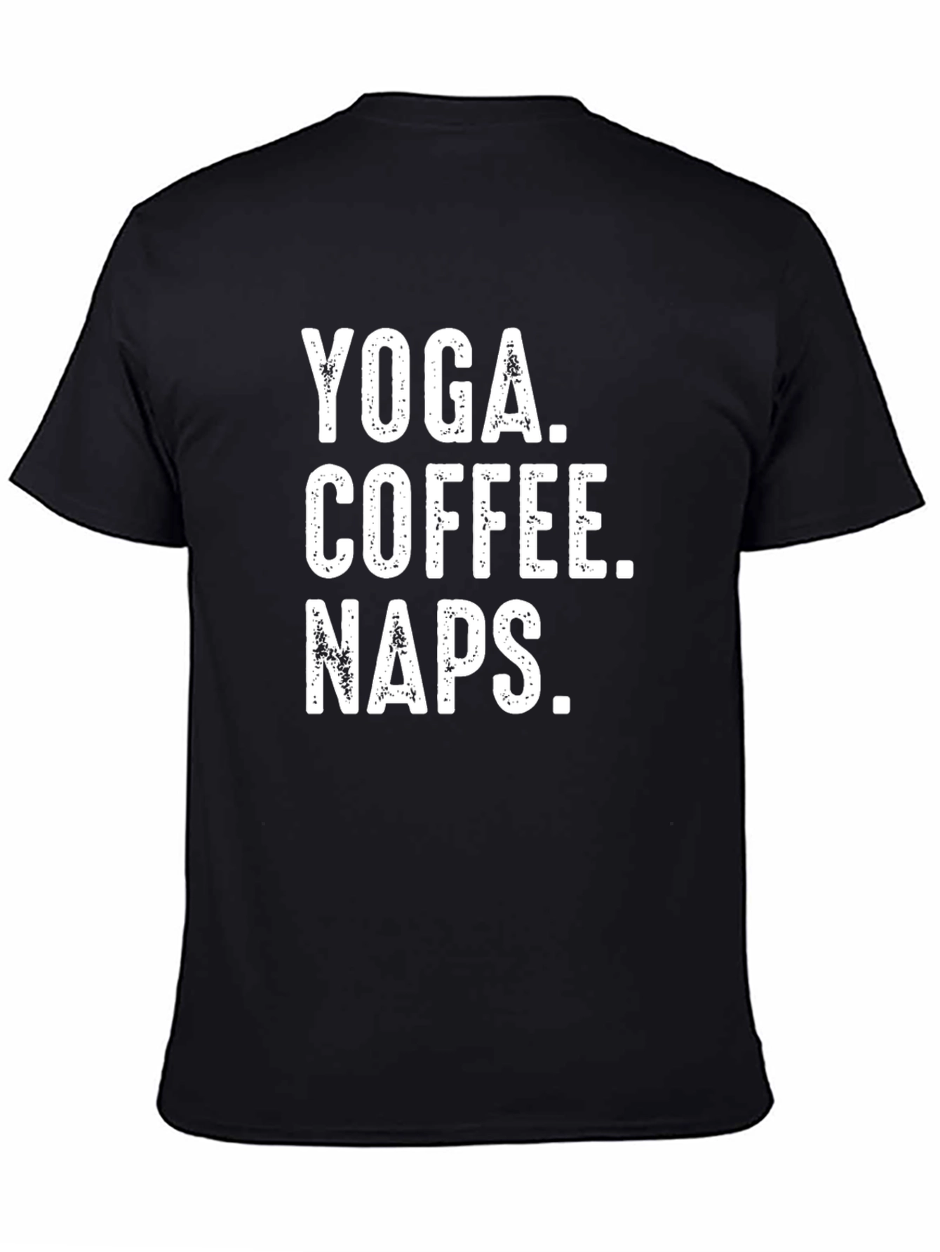 Black Yoga, Coffee, Naps Graphic Tee - Black Unisex T-Shirt view 4