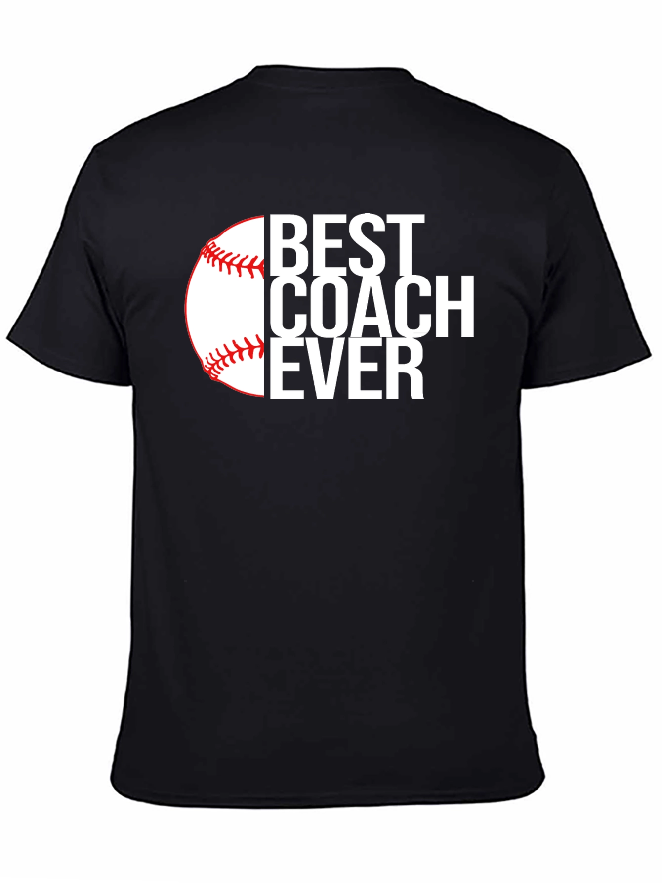 Black Best Coach Ever Baseball T-Shirt - Black view 4