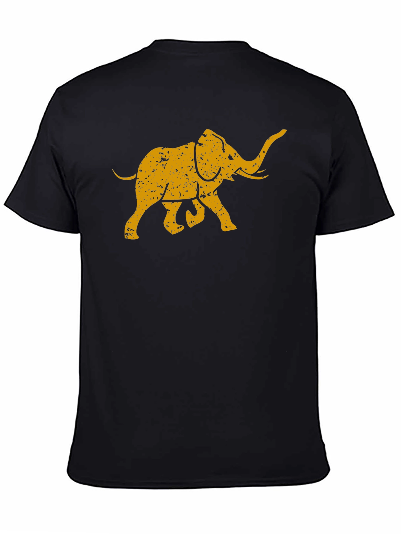 Black Vintage Elephant Graphic Tee - Black Cotton T-Shirt view 4