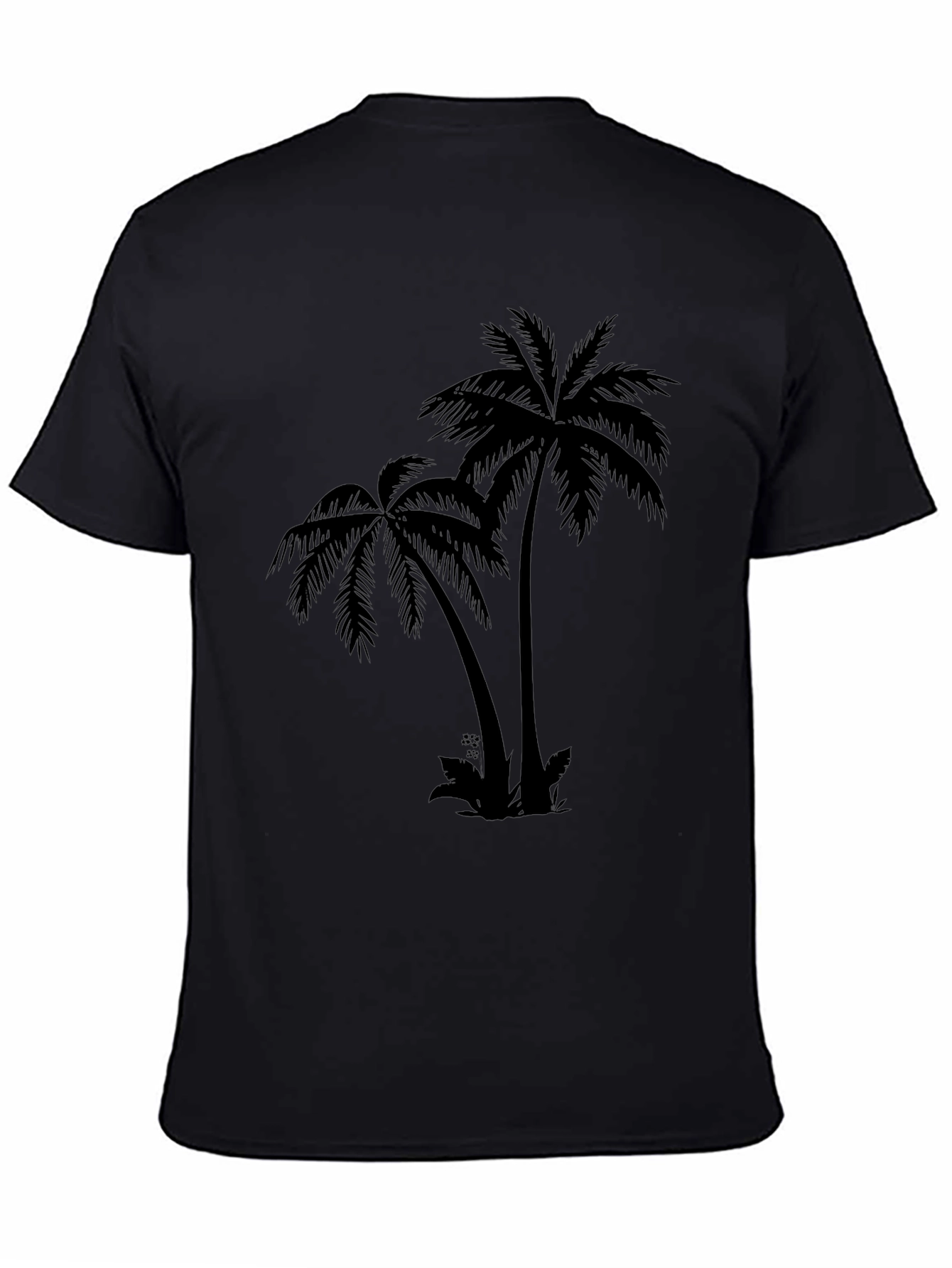 Black Palm Tree Graphic T-Shirt - Tropical Island Vibes view 4