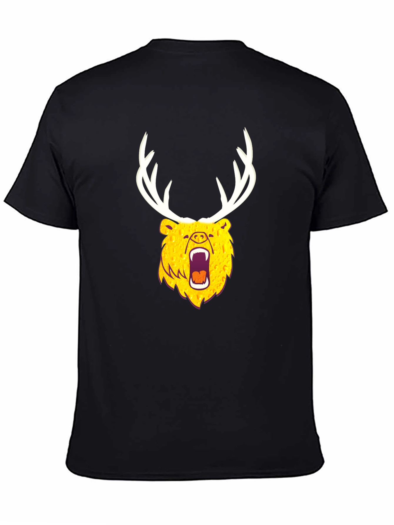 Black Bear with Antlers Graphic Tee - Black view 4