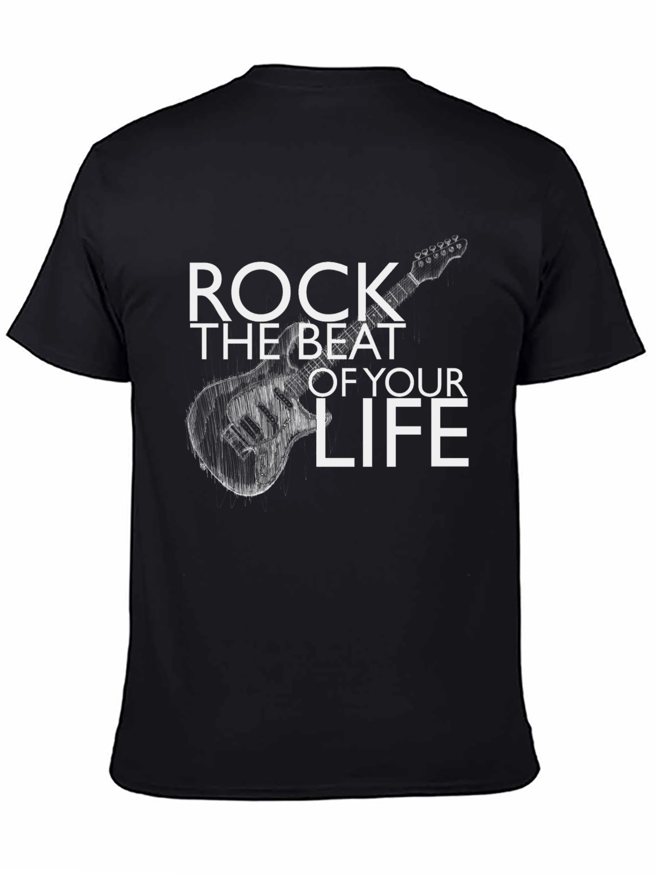 Black Rock the Beat Guitar Graphic Tee - Black view 4
