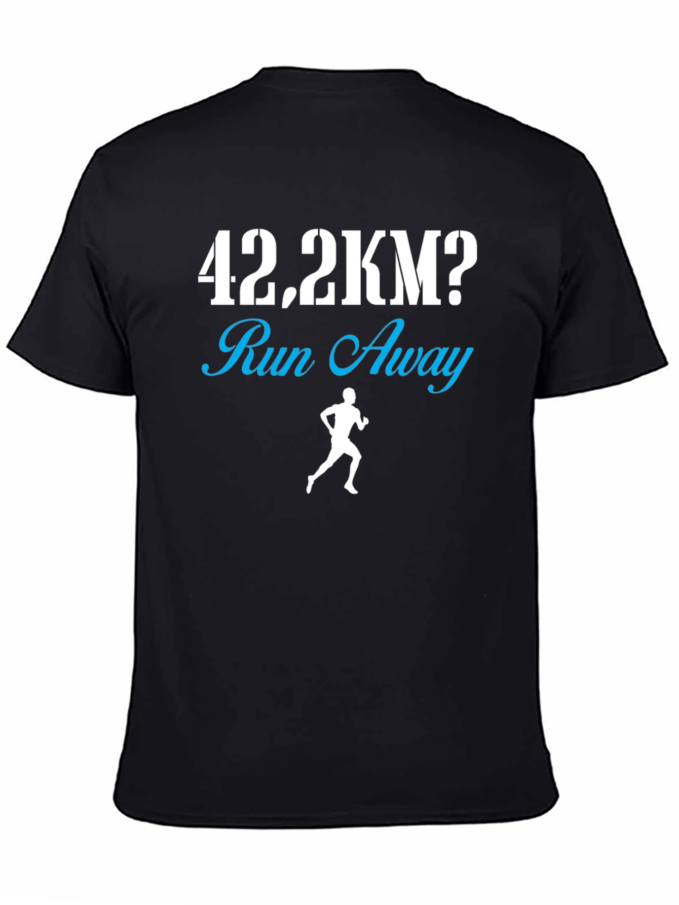 Black 42.2KM Run Away Funny Marathon Runner T-Shirt view 4