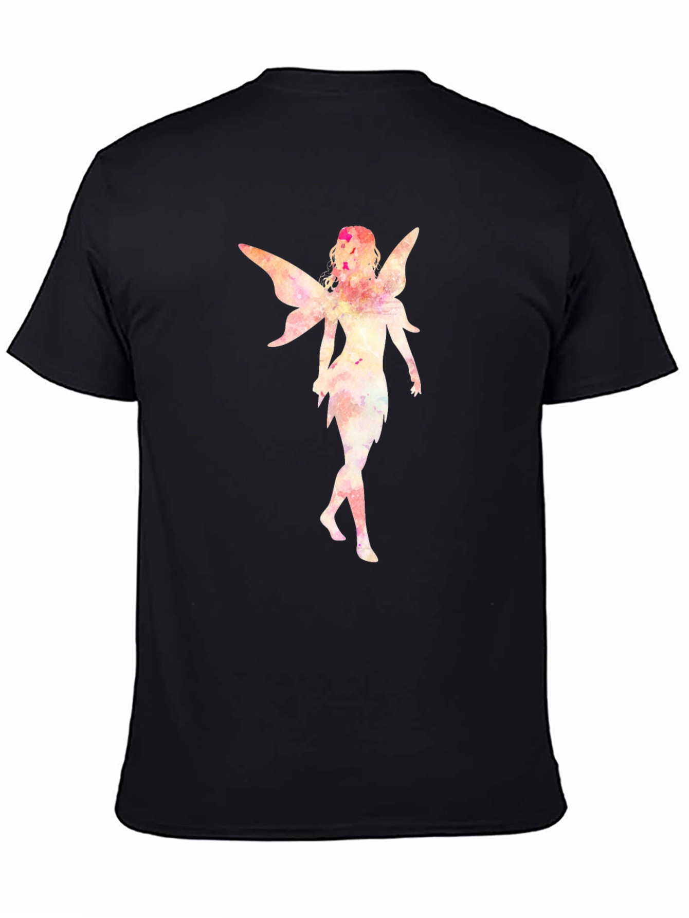 Black Fairy Graphic Tee - Black Cotton Casual Shirt view 4