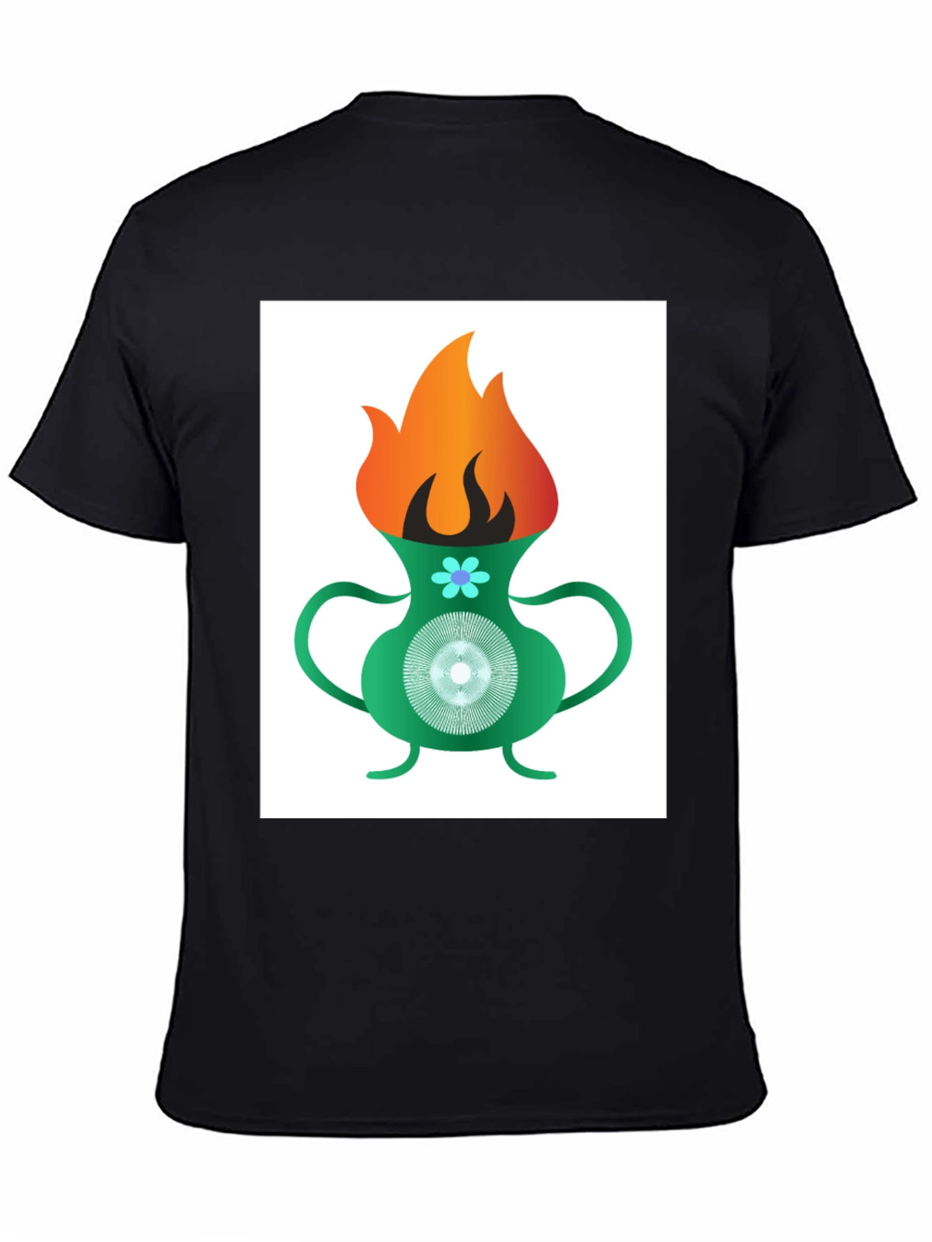 Black Funky Flame Vase T-Shirt - Unique Graphic Tee view 4