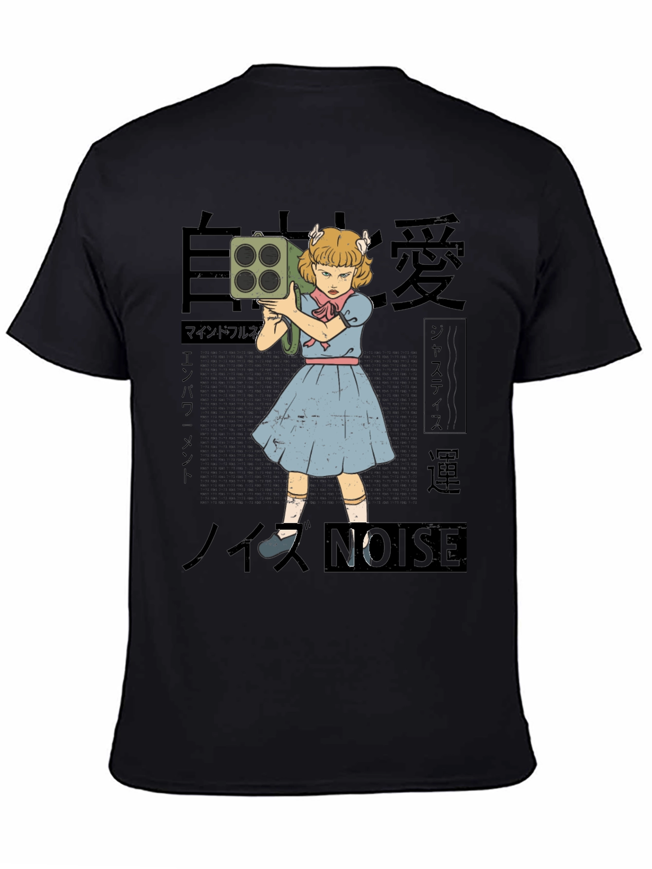 Black Noise Girl Graphic T-Shirt - Edgy Japanese Inspired Tee view 4