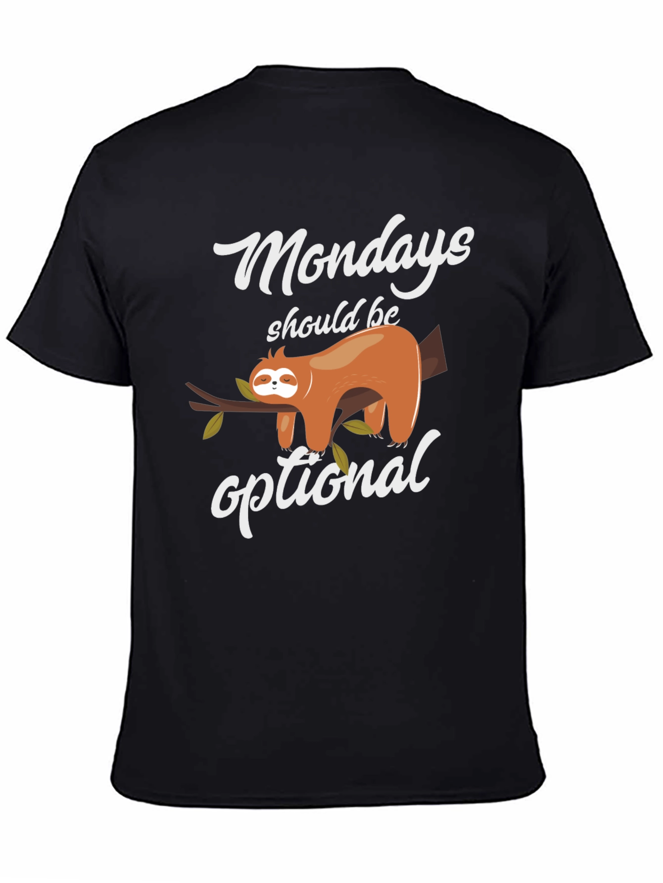 Black Funny Mondays Optional Sloth T-Shirt view 4