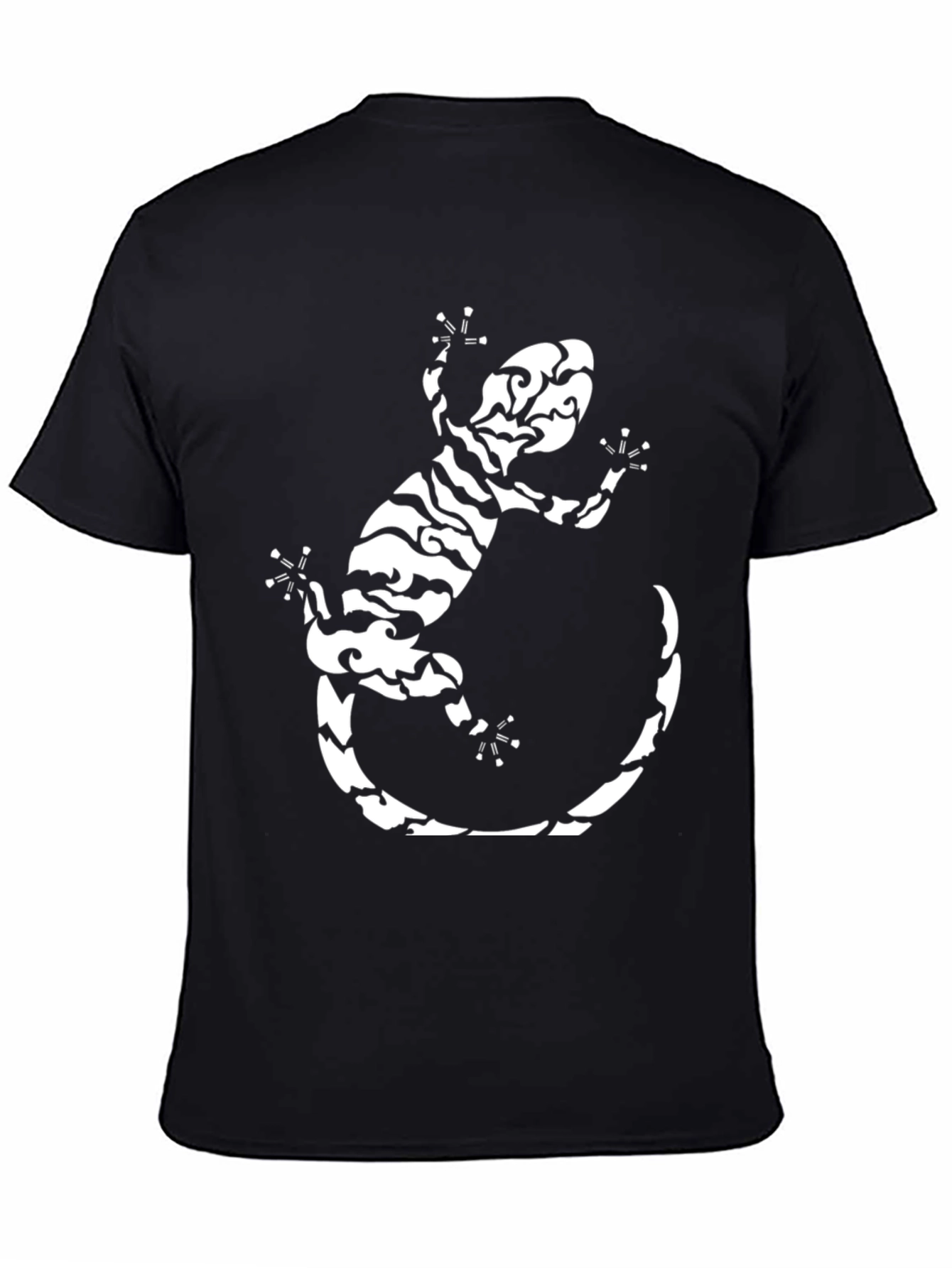 Tribal Gecko Graphic Tee - Stylish Black T-Shirt - 4