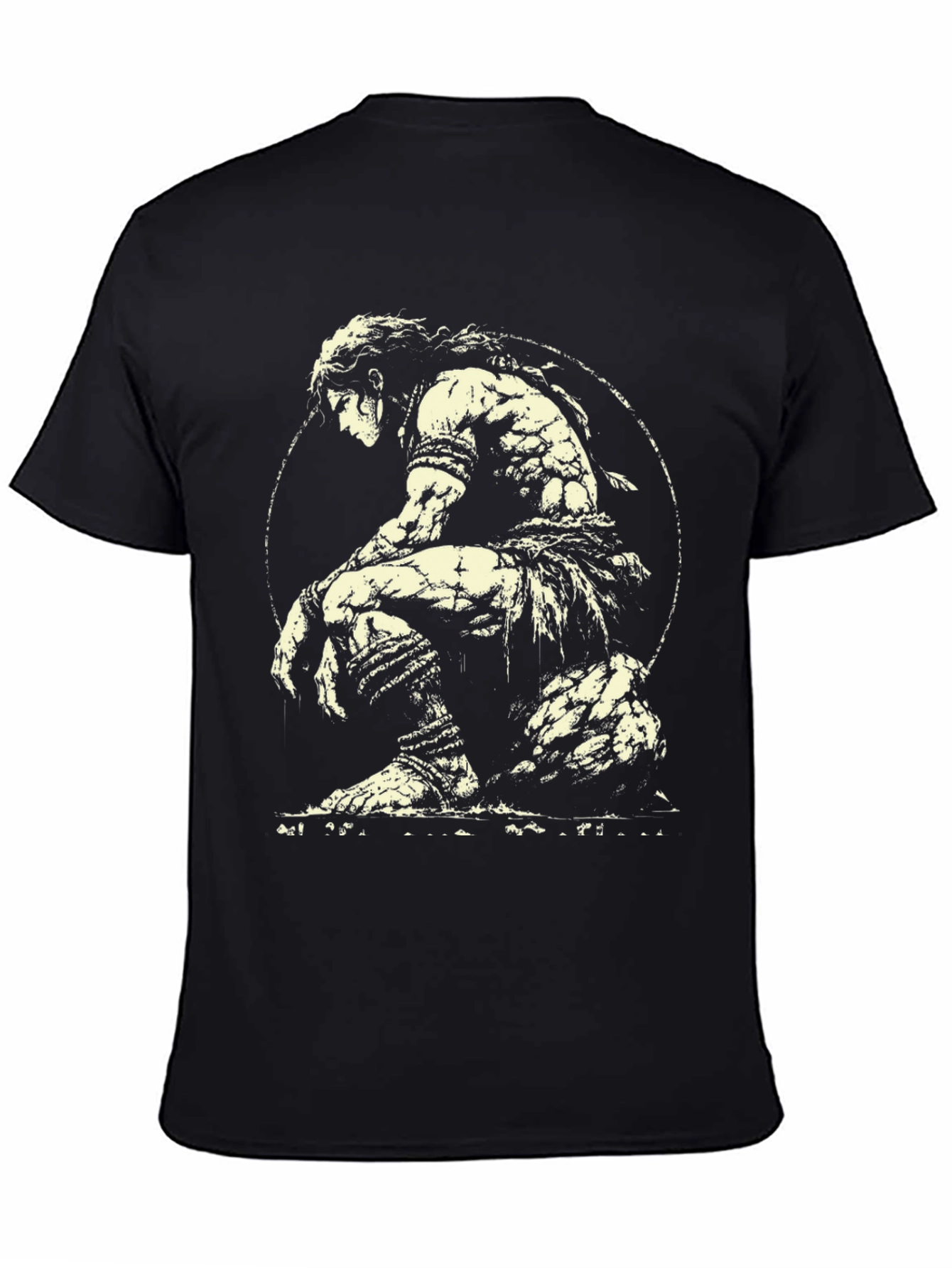 Black Warrior Graphic Tee - Black Cotton T-Shirt view 4