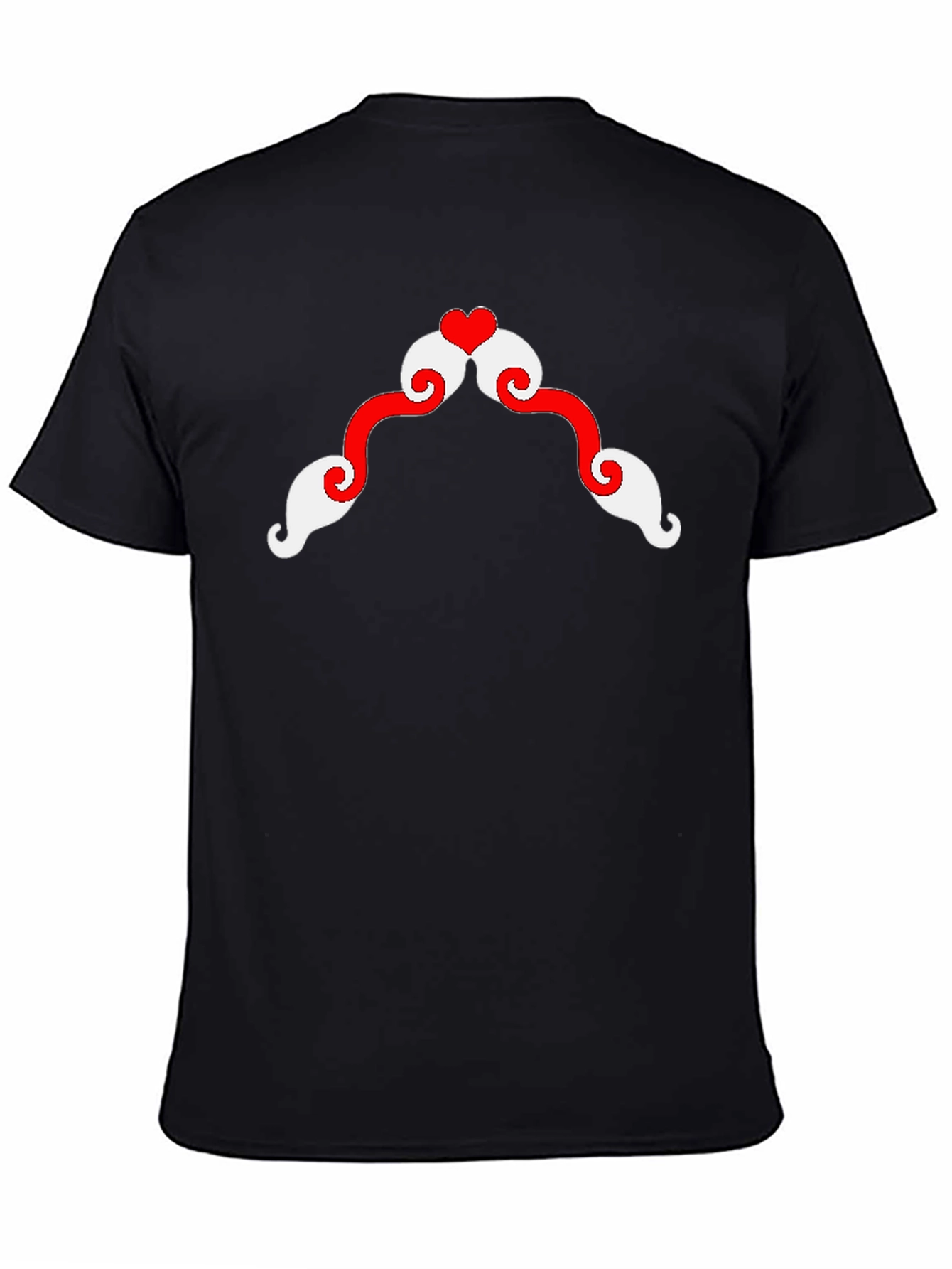 Black Whimsical Mustache Heart Graphic Tee view 4