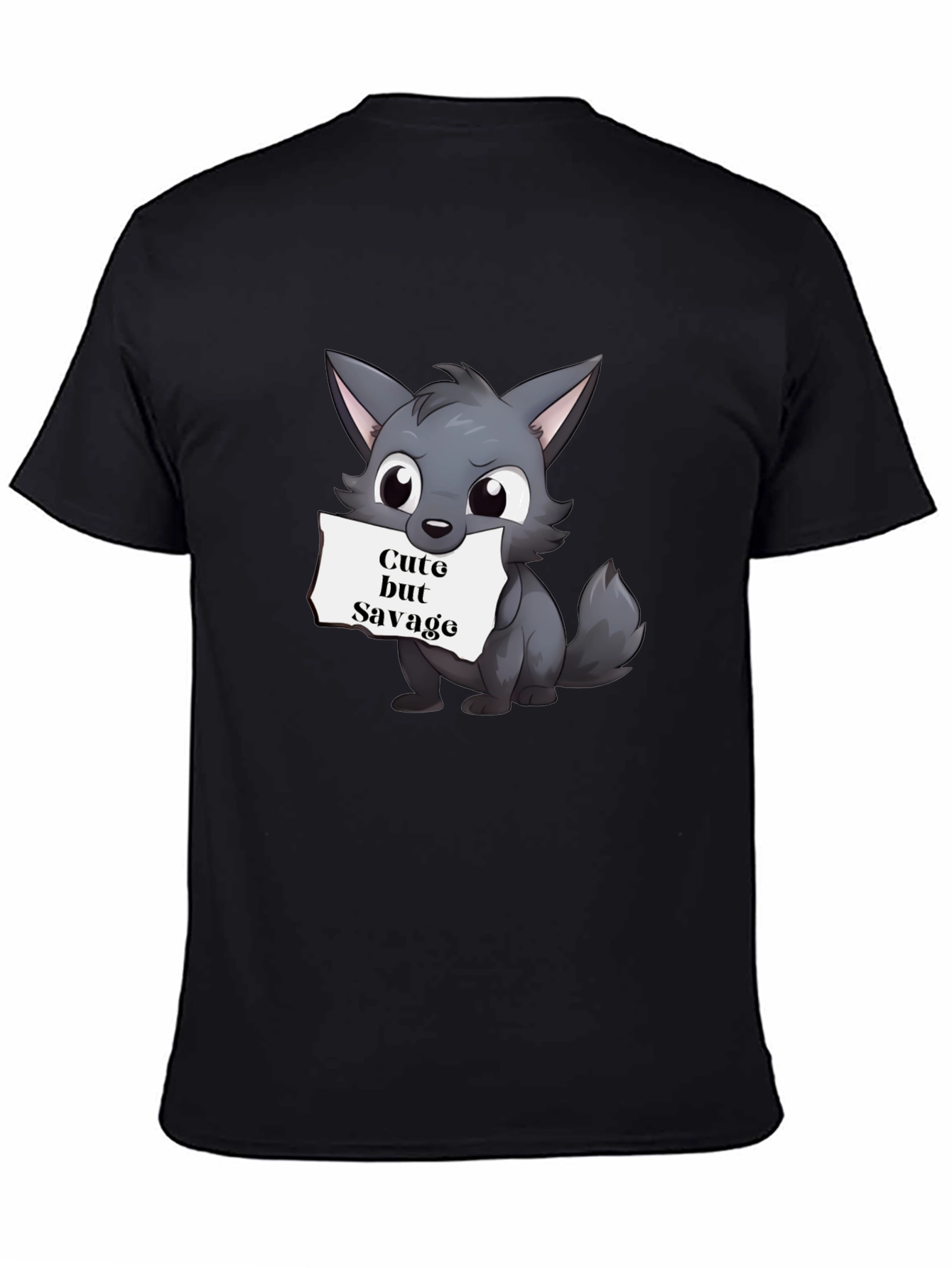Black Cute But Savage Wolf Graphic Tee view 4