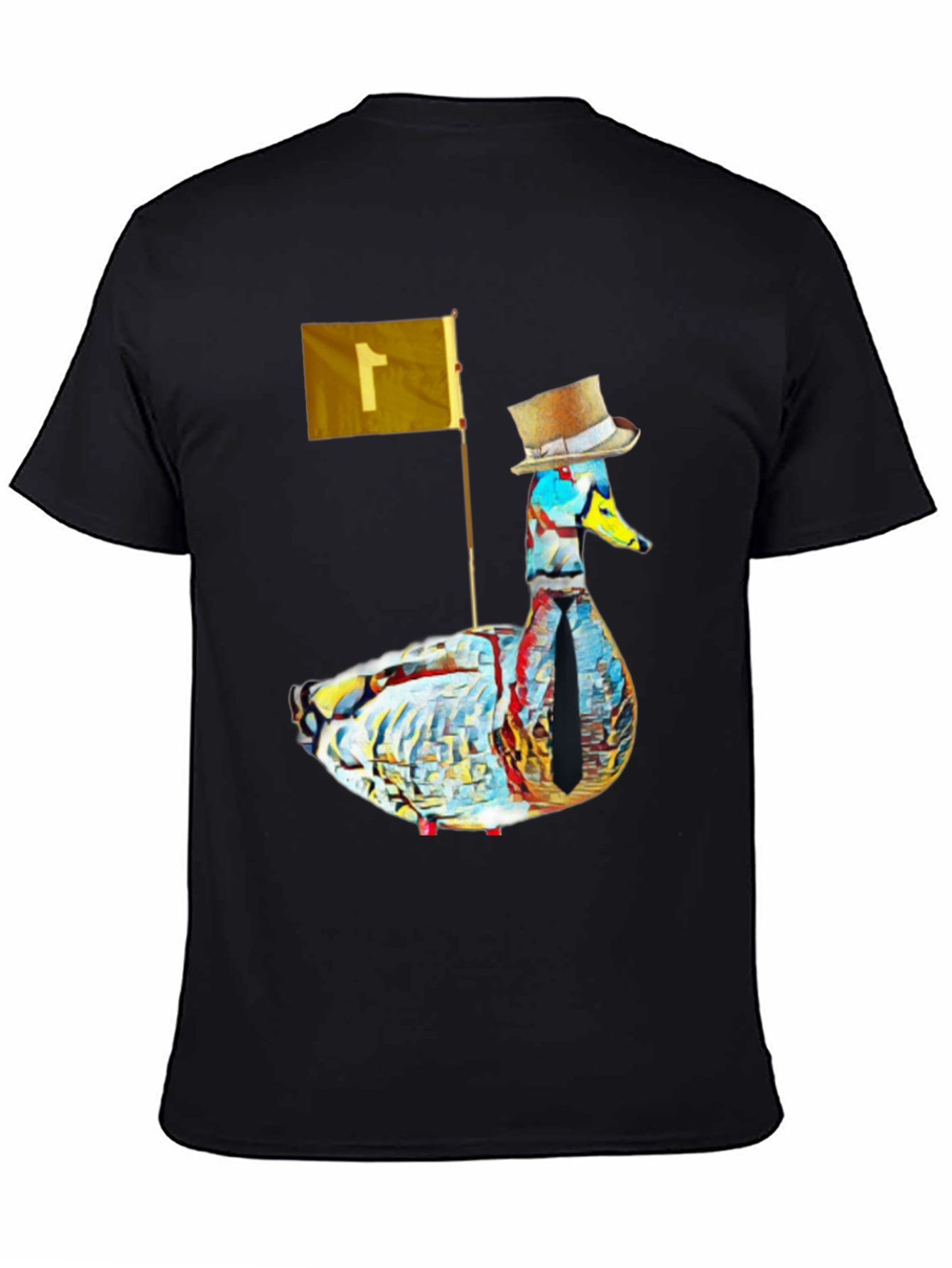 Black Duck with Top Hat Graphic Tee - Stylish Men's Black T-Shirt view 4