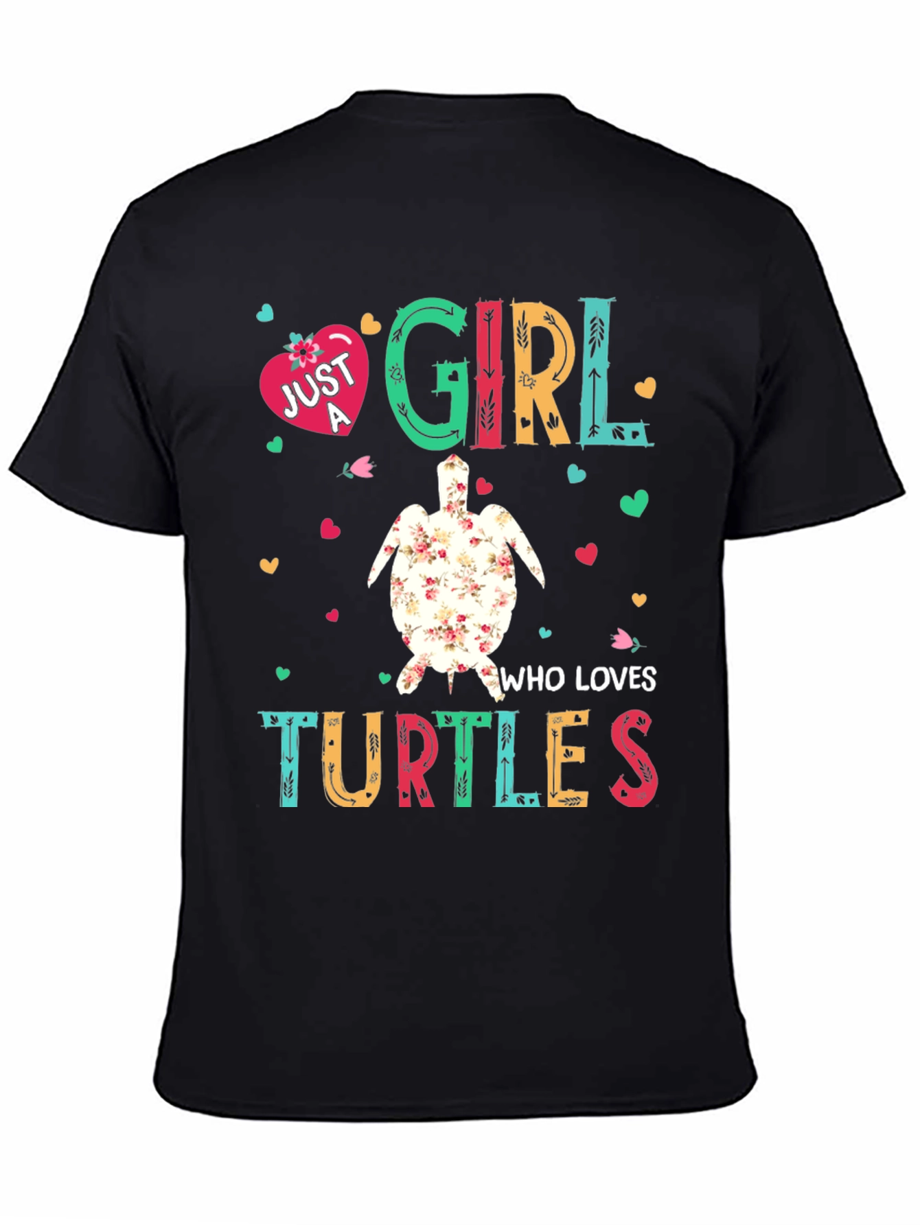 Black Just A Girl Who Loves Turtles T-Shirt view 4