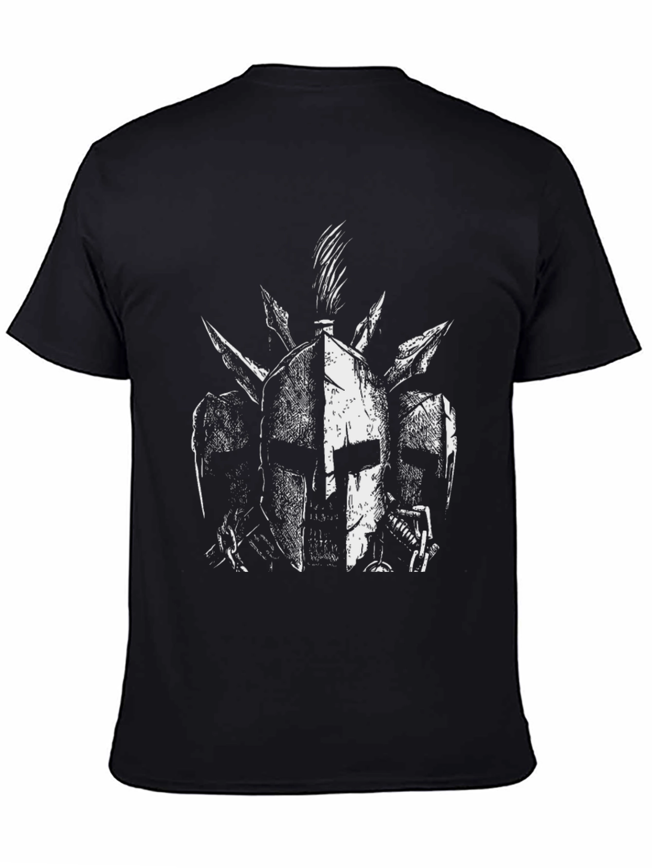 Black Spartan Helmet Graphic Tee - Black view 4