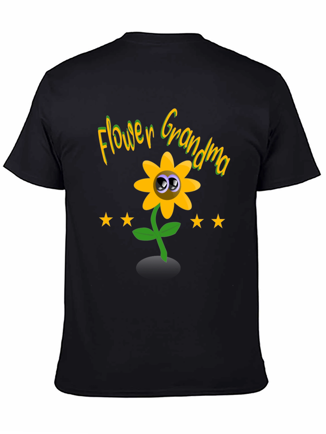 Black Flower Grandma Novelty Graphic T-Shirt view 4
