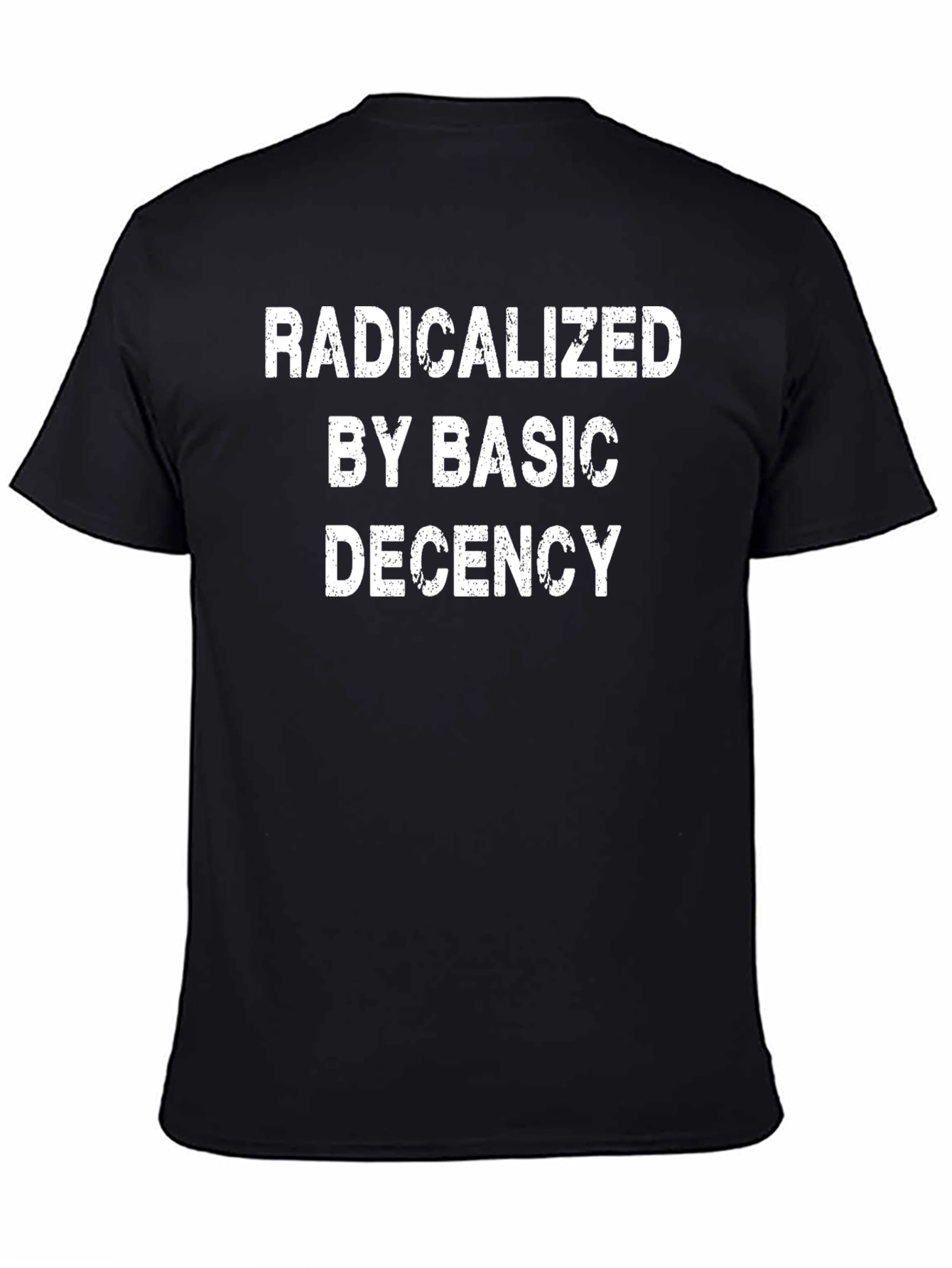 Black Radicalized By Basic Decency Graphic Tee view 4