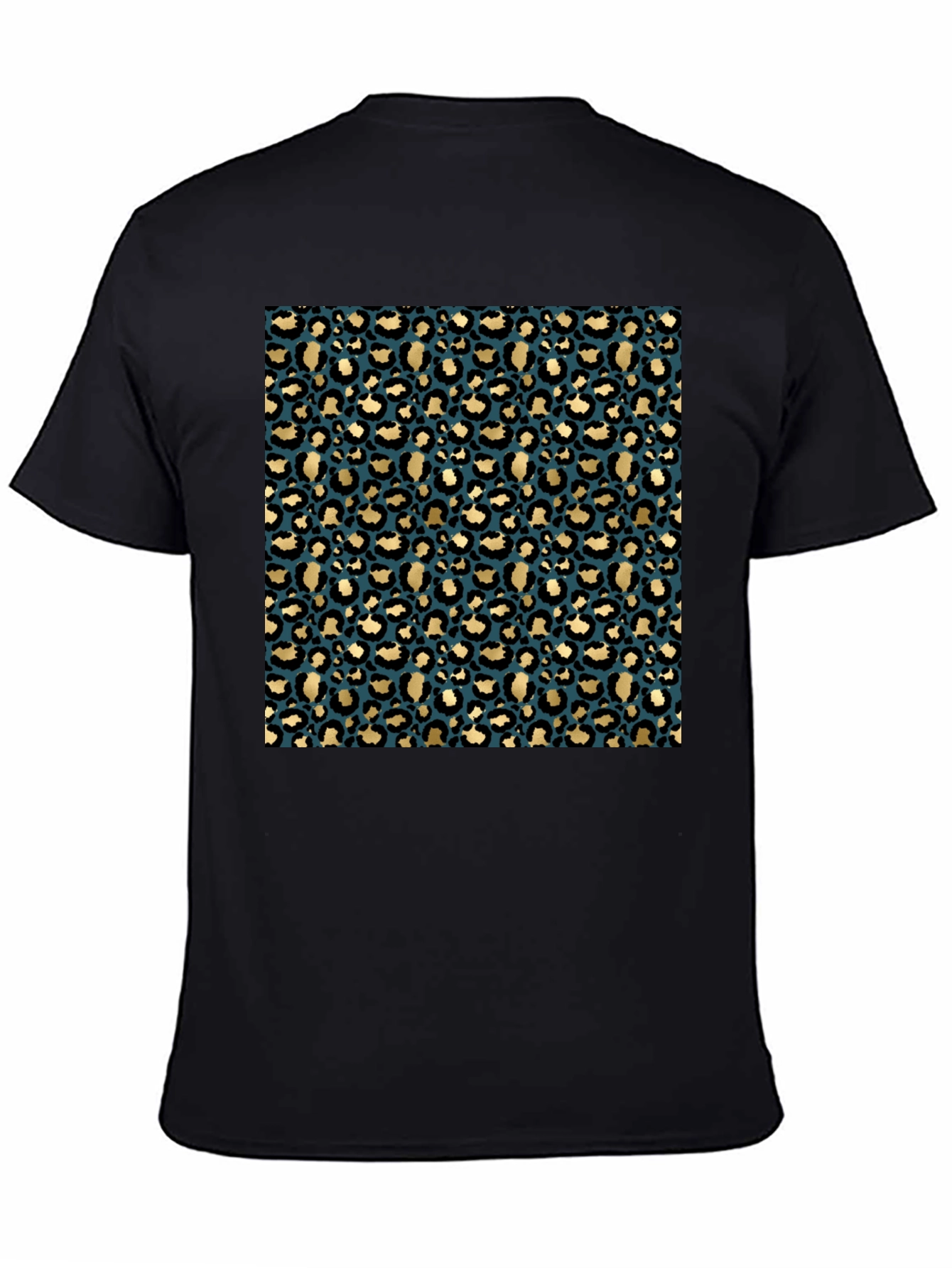 Black Leopard Print Crew Neck T-Shirt view 4