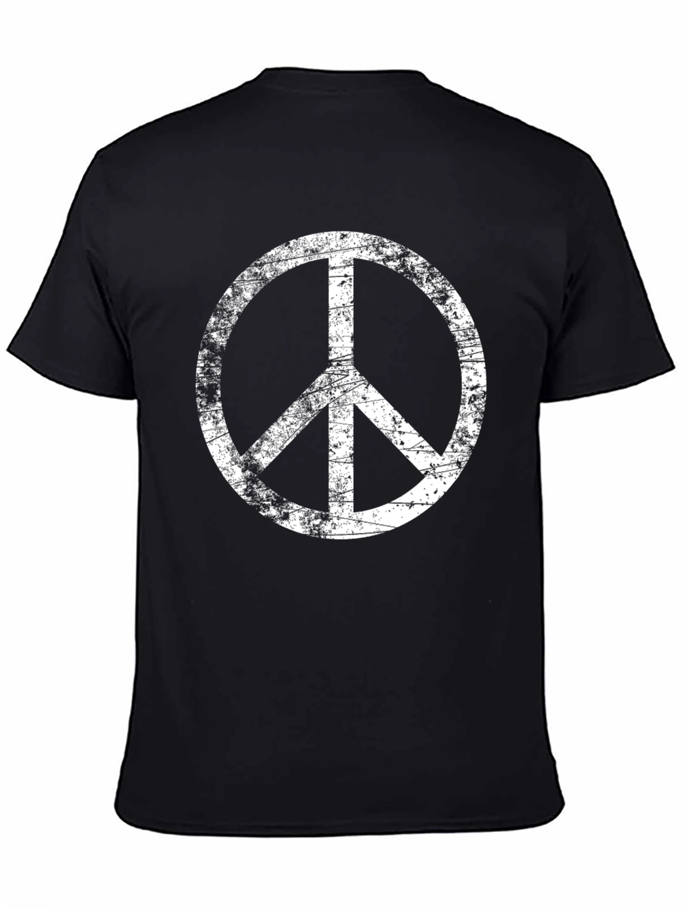 Black Distressed Peace Sign Black T-Shirt view 4