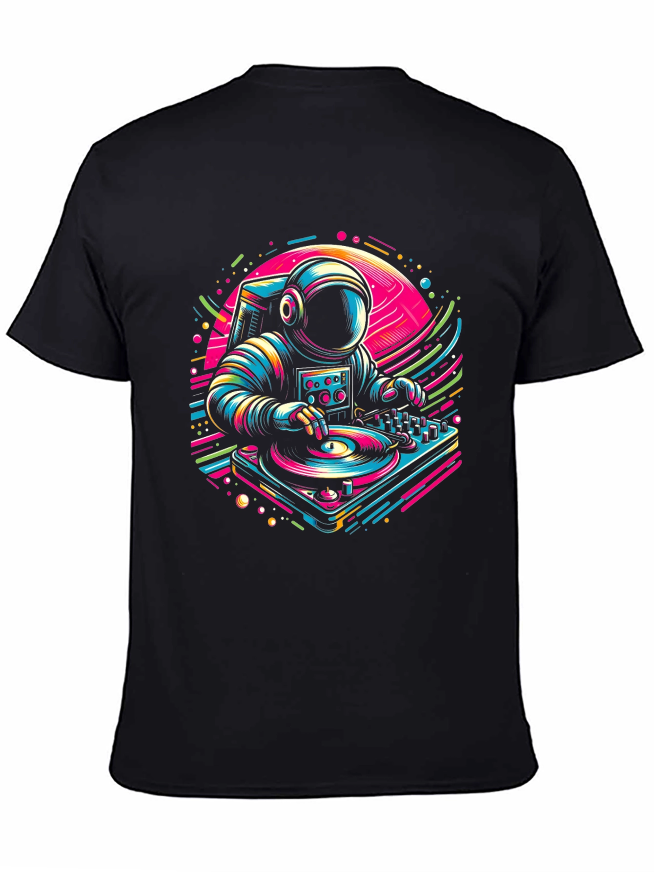 Black DJ Astronaut Graphic Tee - Space Beats view 4