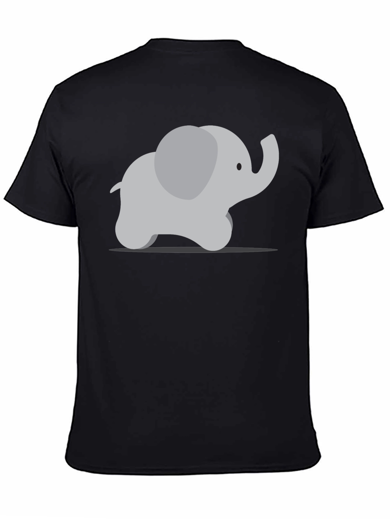 Black Cute Cartoon Elephant Graphic Tee - Black view 4