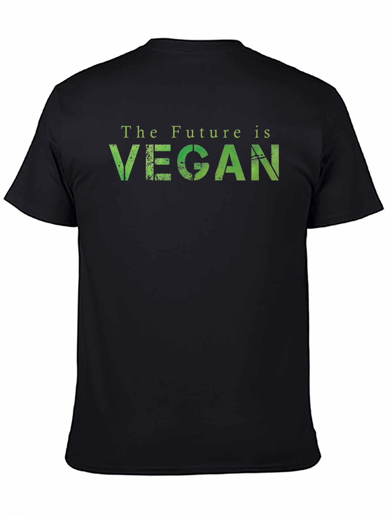 Black The Future is Vegan T-Shirt - Green Lettering view 4